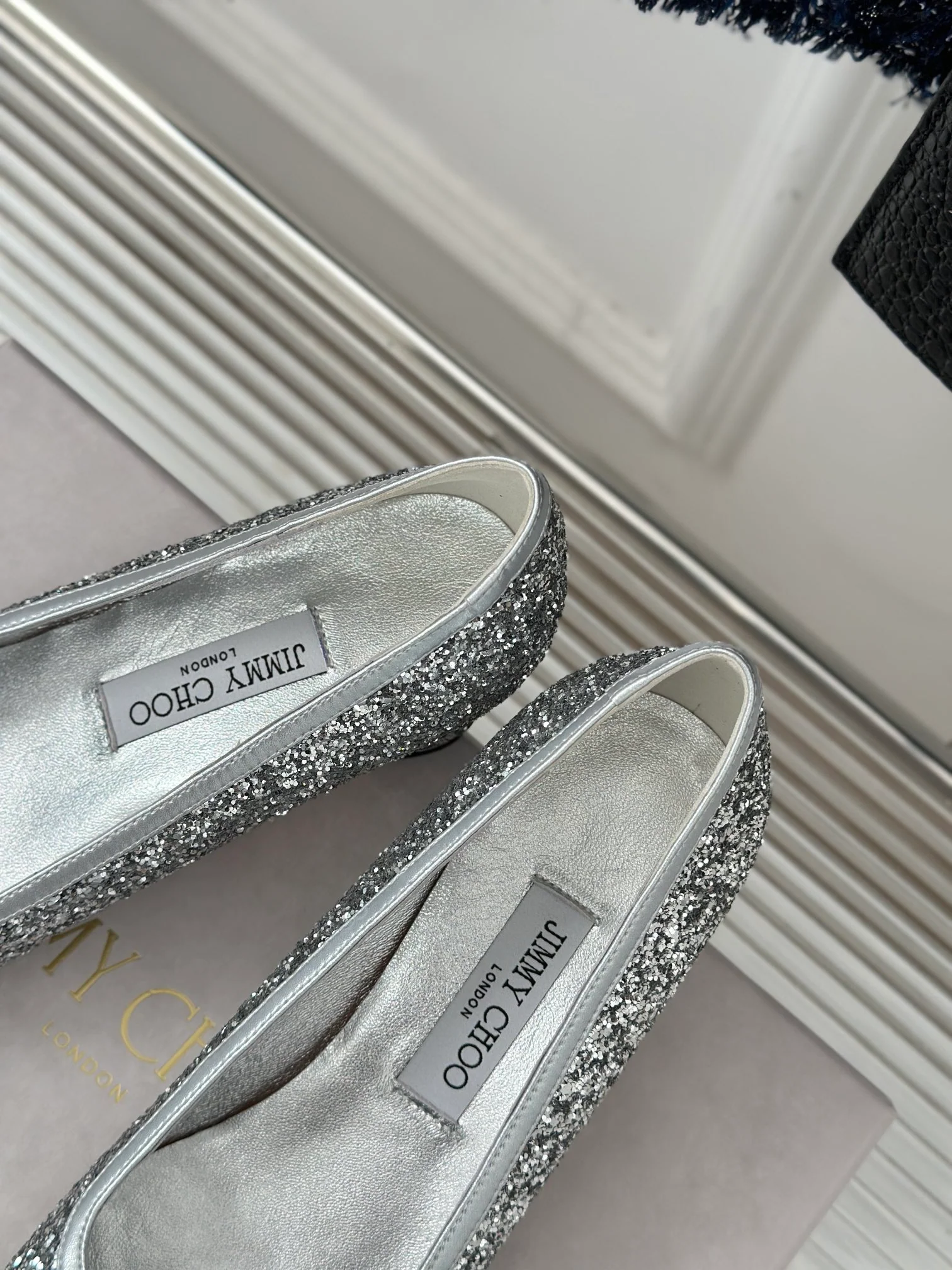 JC - Балетки с квадратным носком, модель 2024 - серебристые