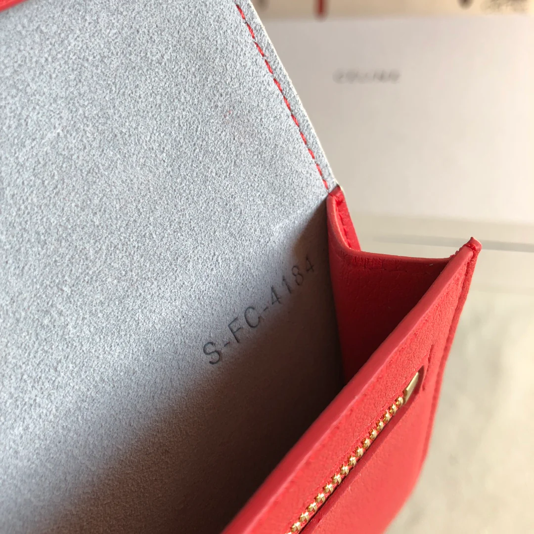 Длинный кошелек Celine - пыльно-голубой и фуксия - с принтом пальм.