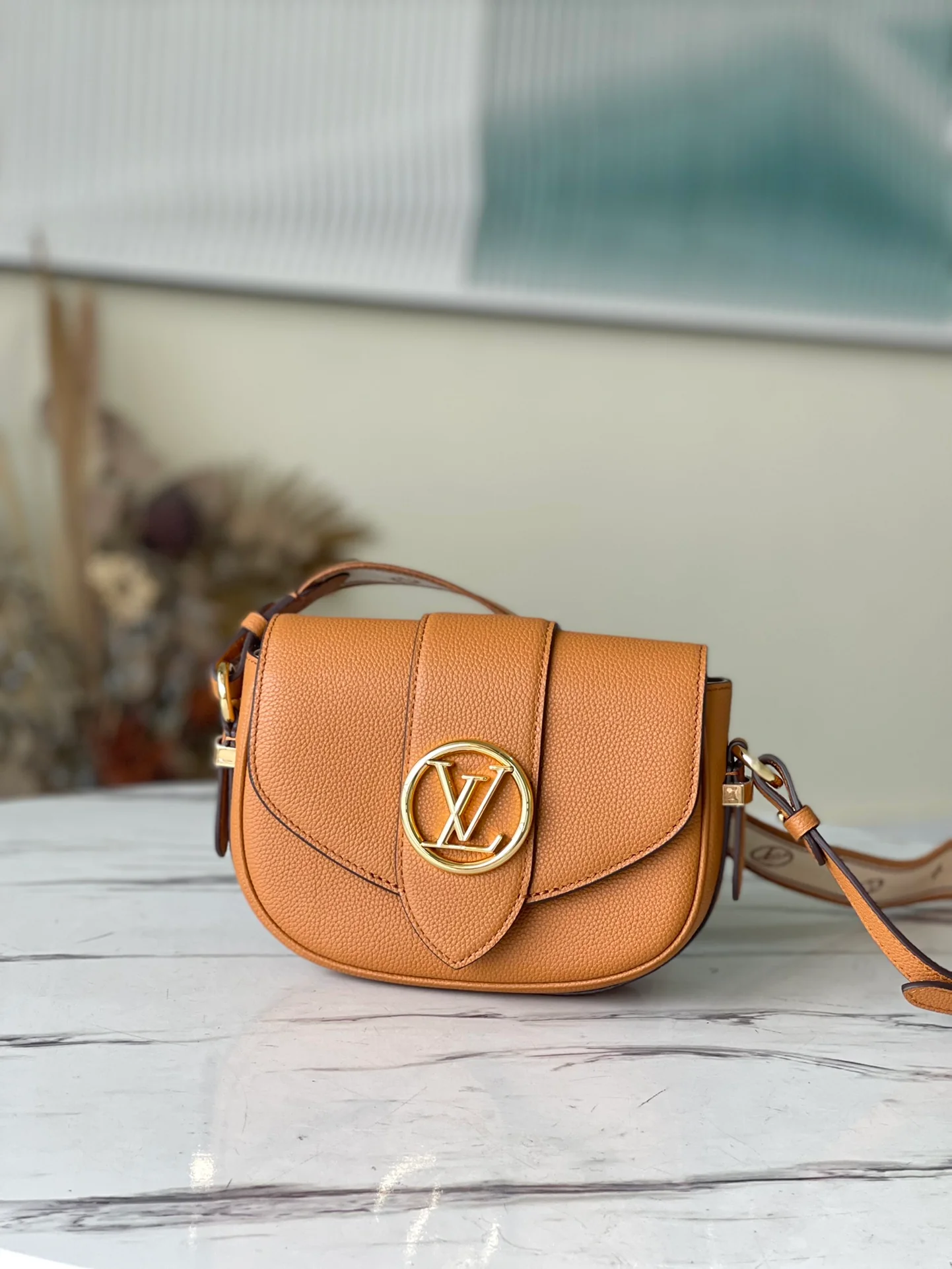 m58729-LV-pont-9-soft-small handbag-golden orange
