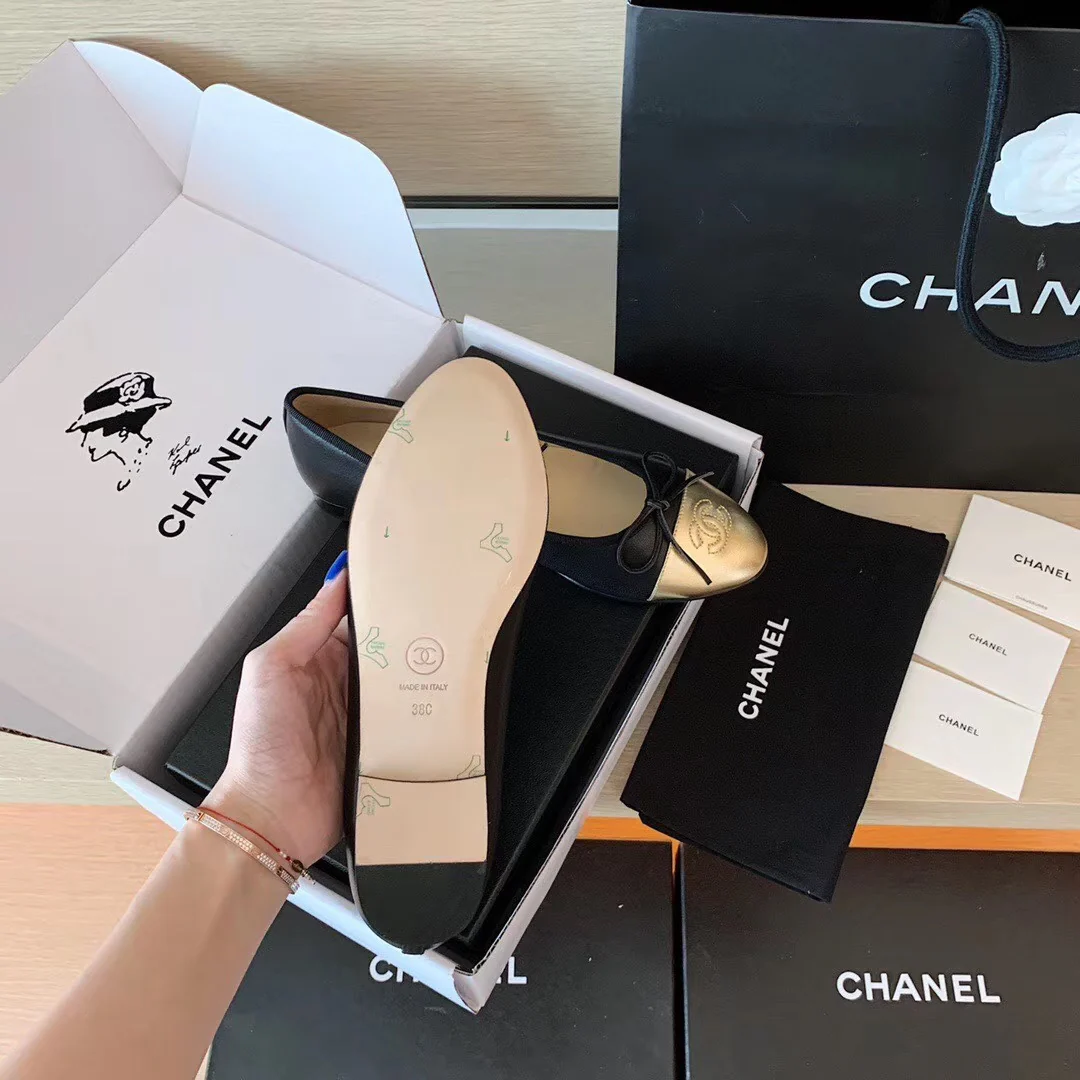 Chanel - Классические балетки - Золотистые