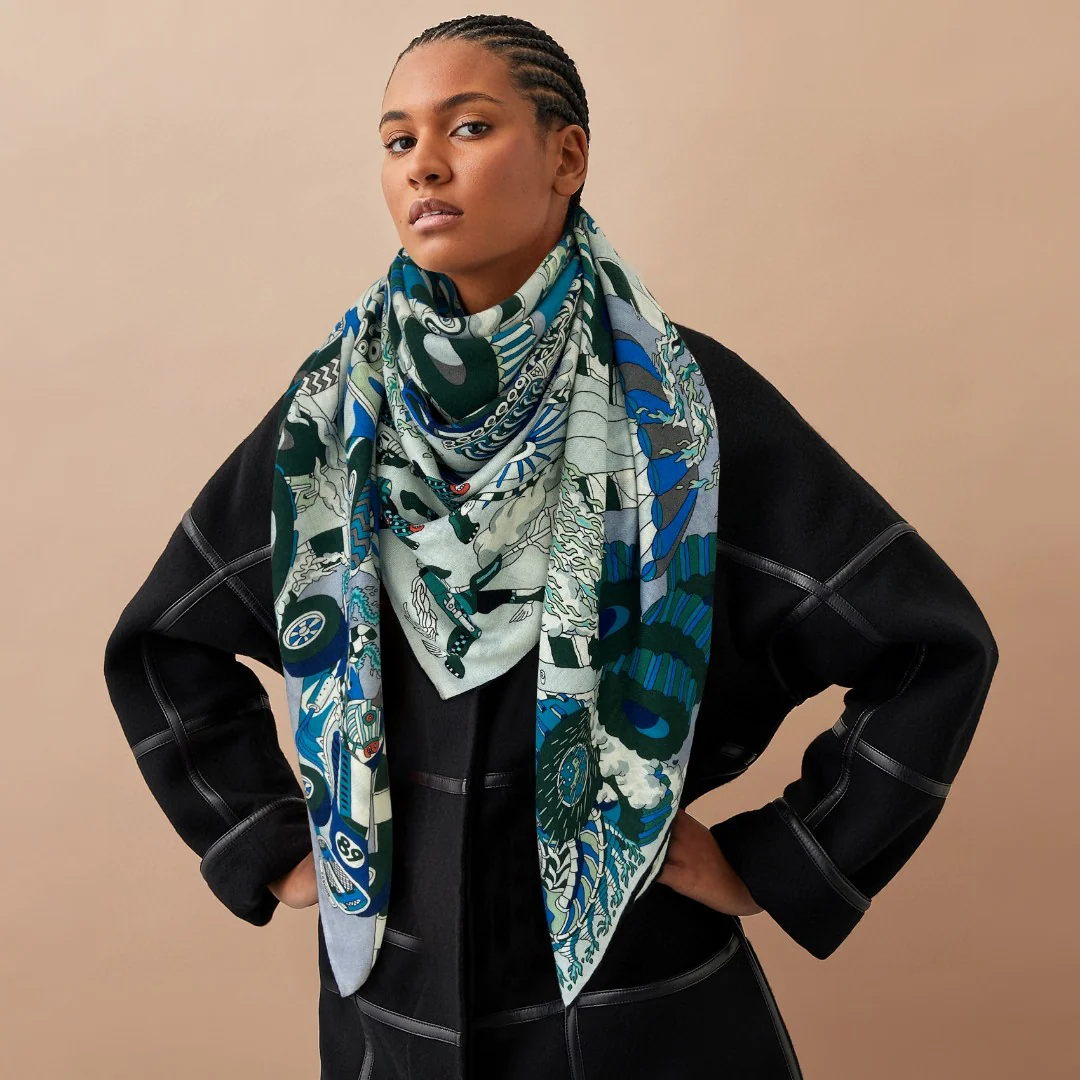 Hermes - Король летающих шарфов - 140 см - 70% кашемир - 30% шелк