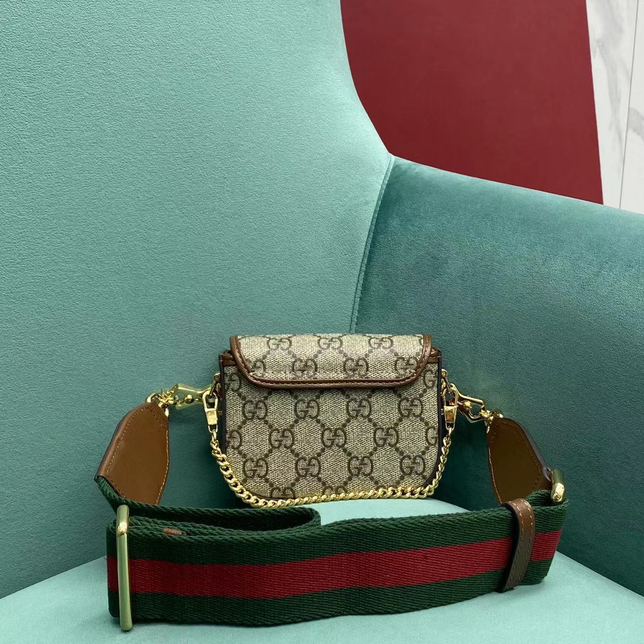 Сумка Gucci 1955 Saddle Bag - Мини - Монограммная канва