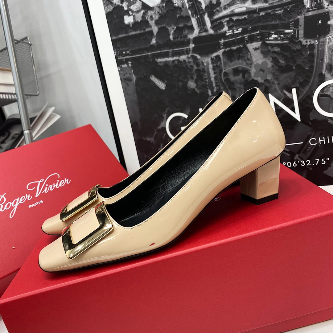 Туфли на каблуке RV-4-5 см, телесно-розовые.