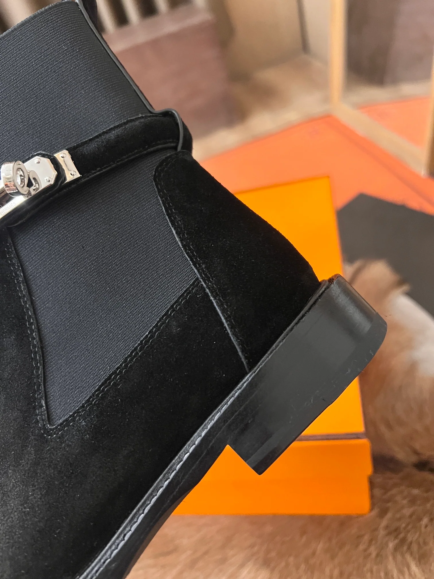 Ботинки Hermes Kelly Buckle Rider 2024 — темно-черные