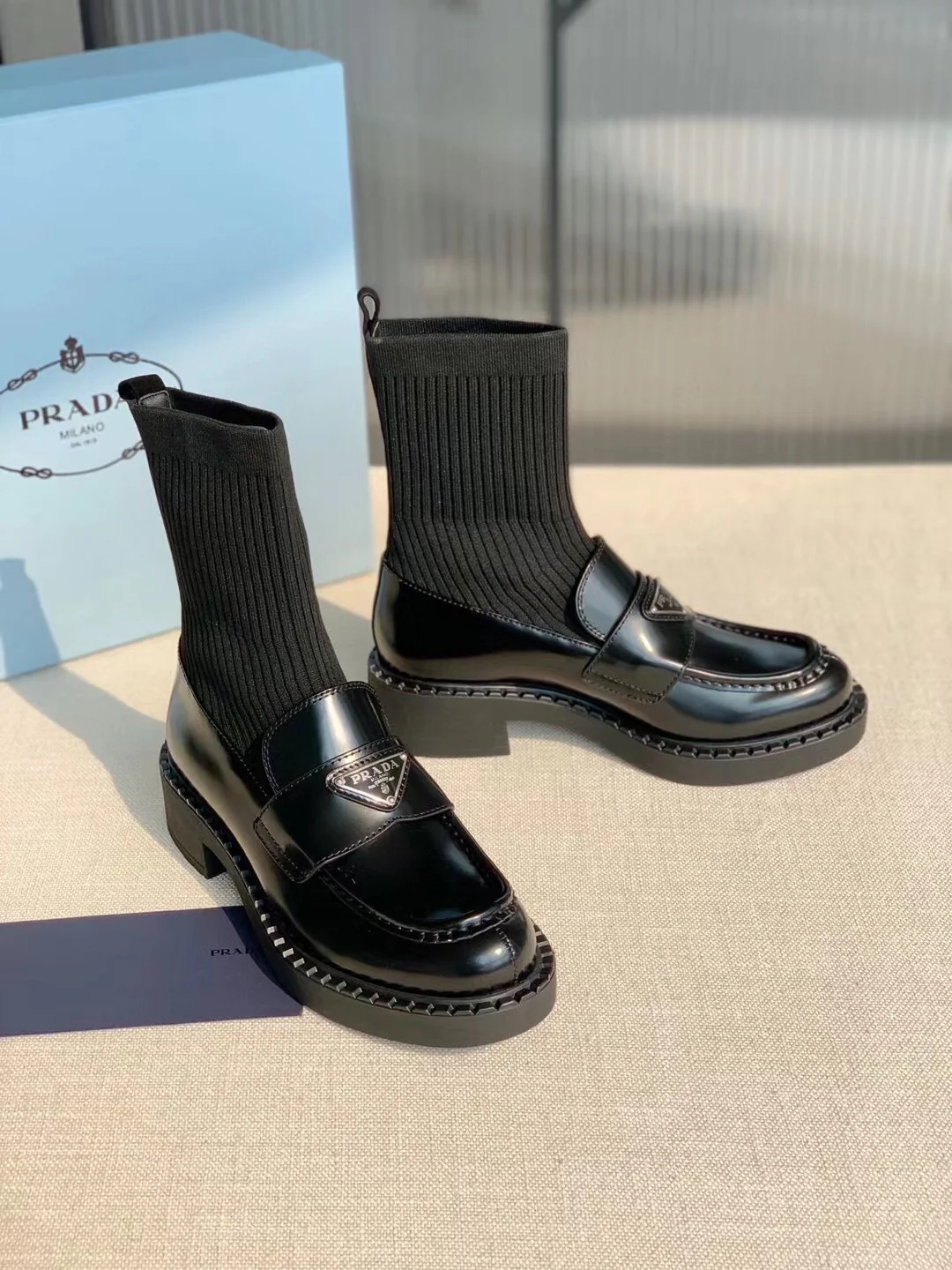 Обувь Prada - Prada - классические ботильоны-носки - лоферы - черные