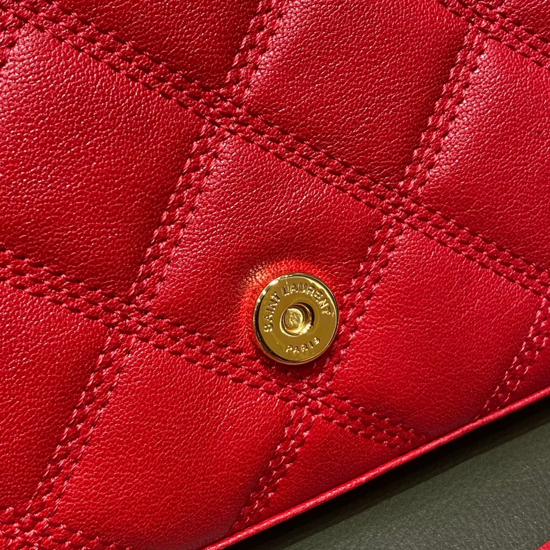 Сумка YSL-Becky из овечьей кожи с ромбовидной стёжкой и цепочкой - 2 шт.