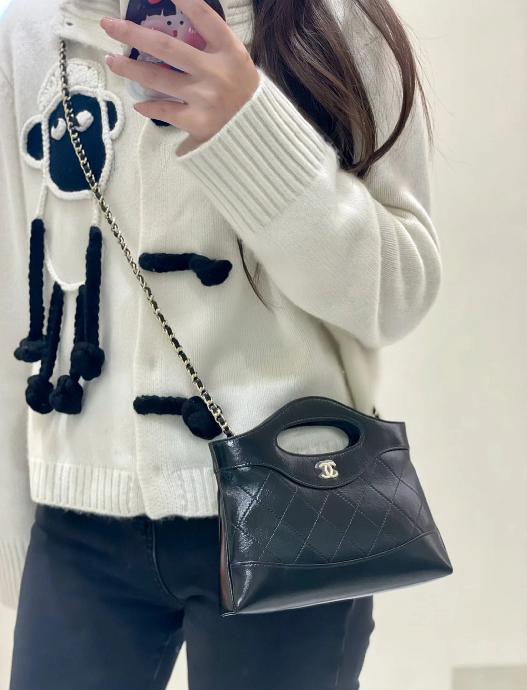 Сумка Chanel Nano 31 - Миниатюрная горизонтальная версия - Черная