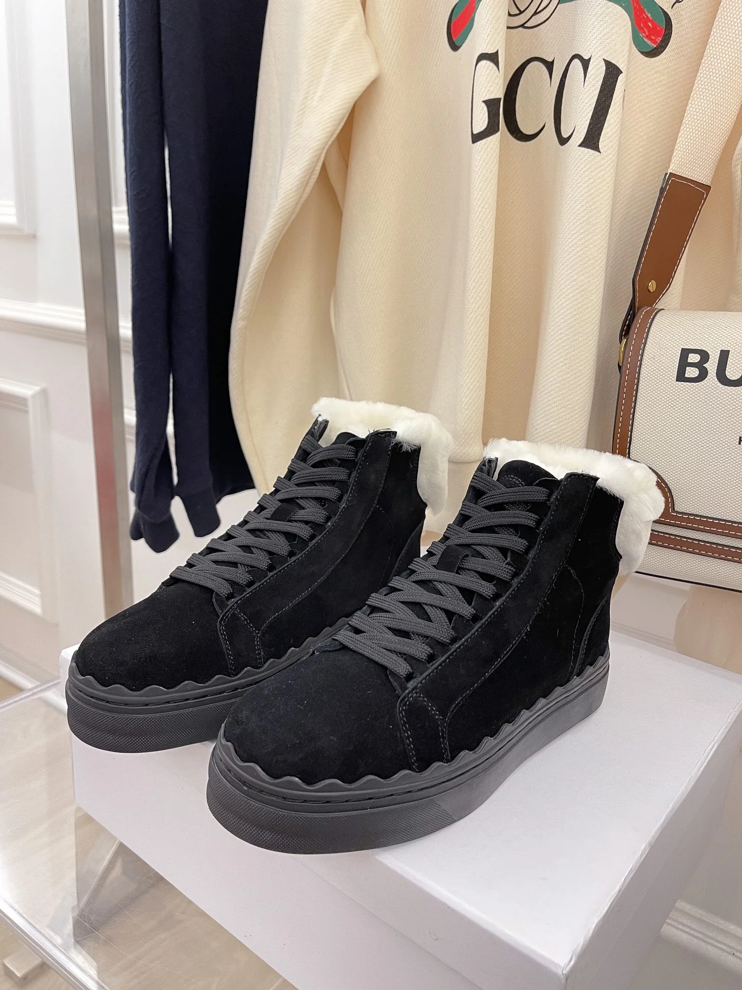 Туфли Chloe - Chloe - ботильоны на меховой подкладке - серые и черные