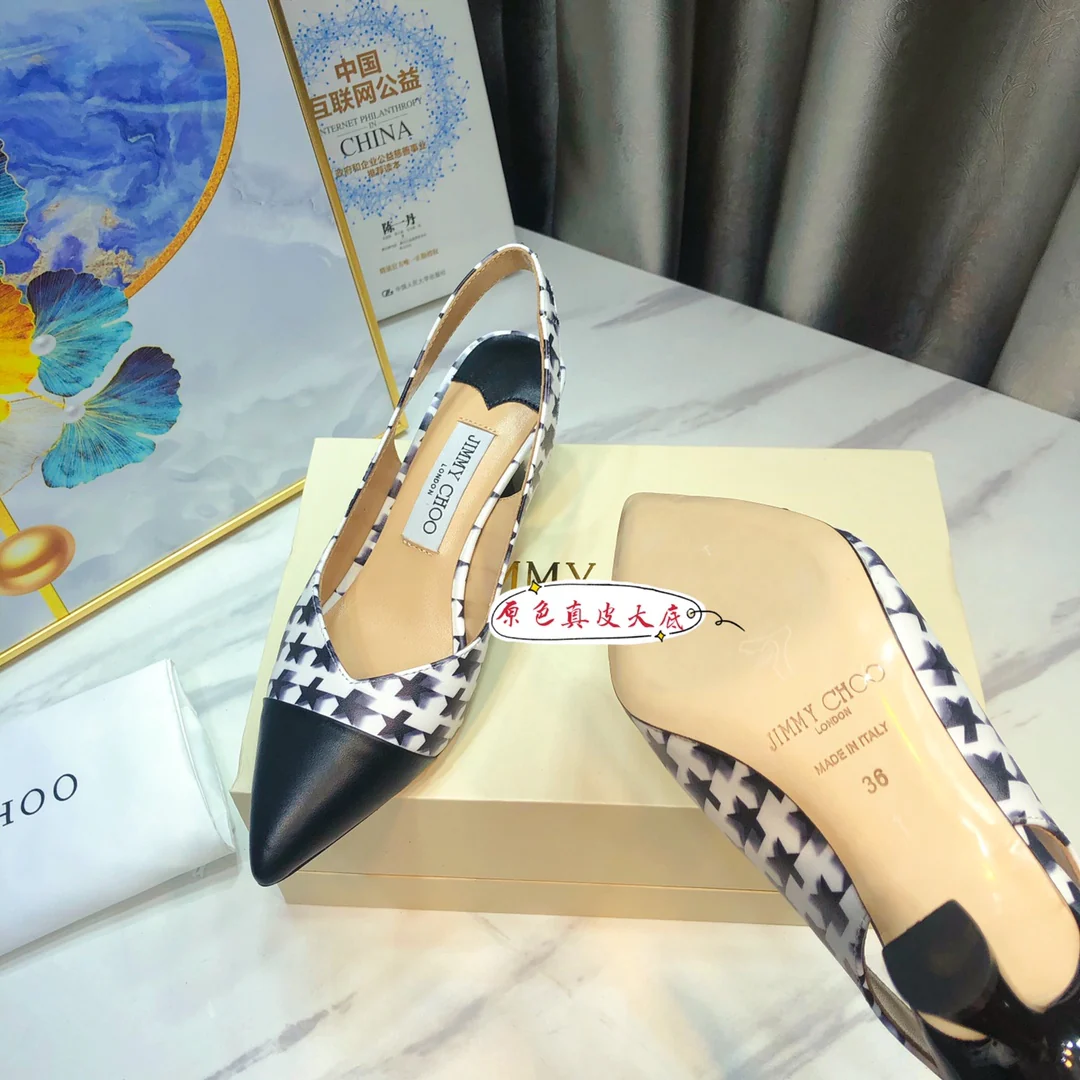 Сандалии на низком каблуке Jimmy с узором ?гусиная лапка?