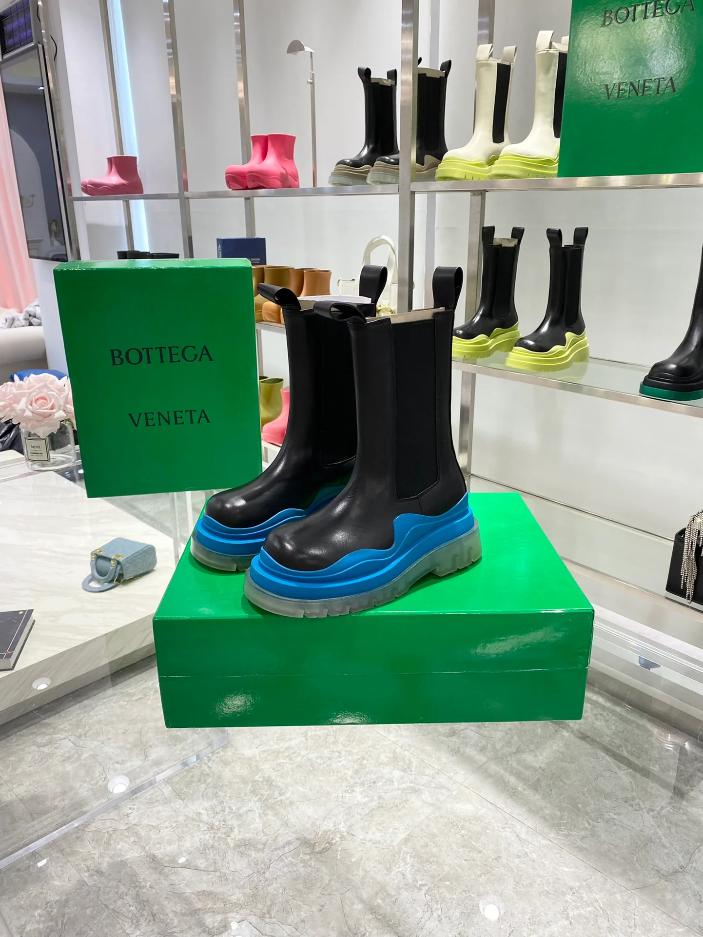 Обувь BV - BV - синяя подошва - до середины икры - ботинки Martin на платформе