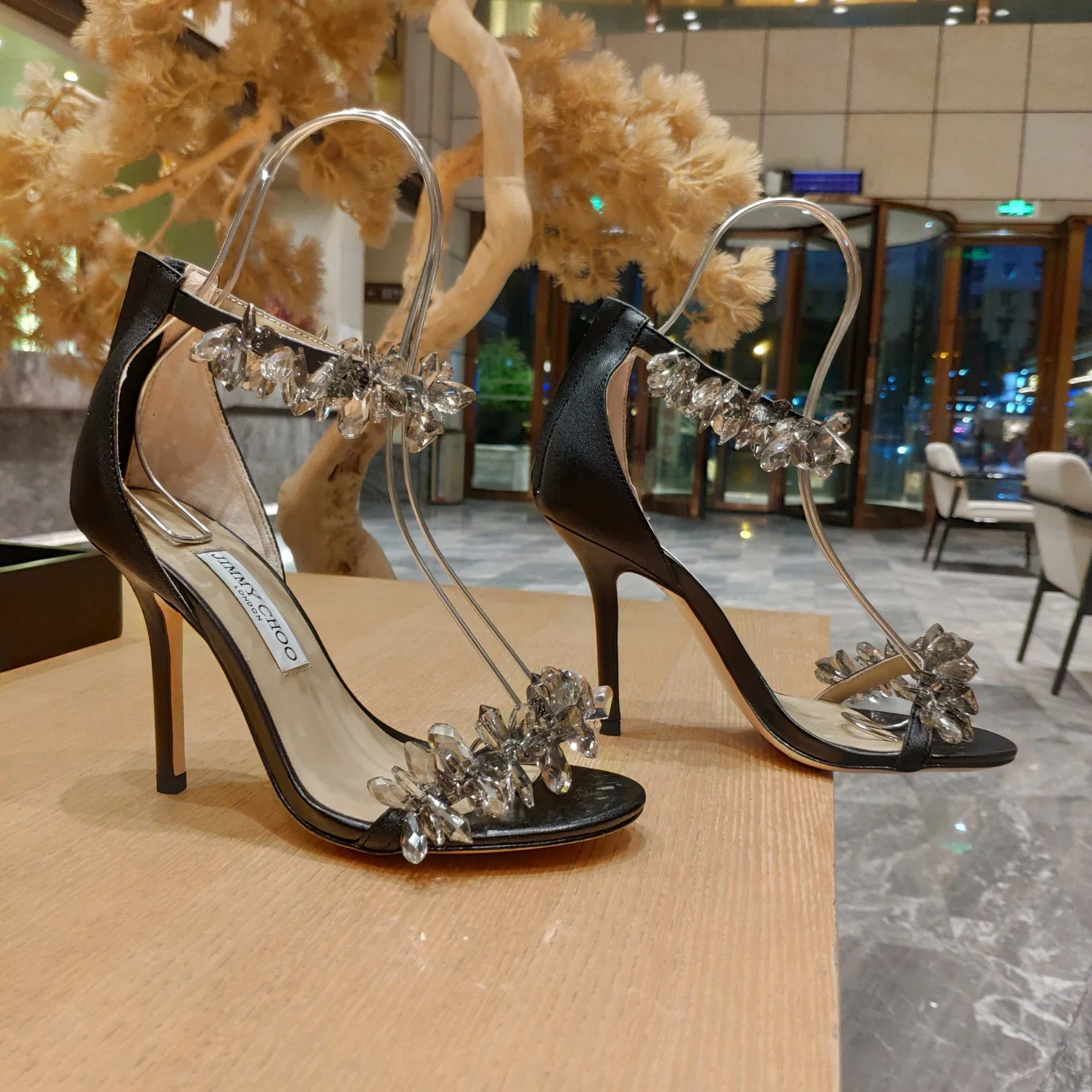 Коллекция высокой моды Jimmy Crystal - Босоножки на шпильке - Черные