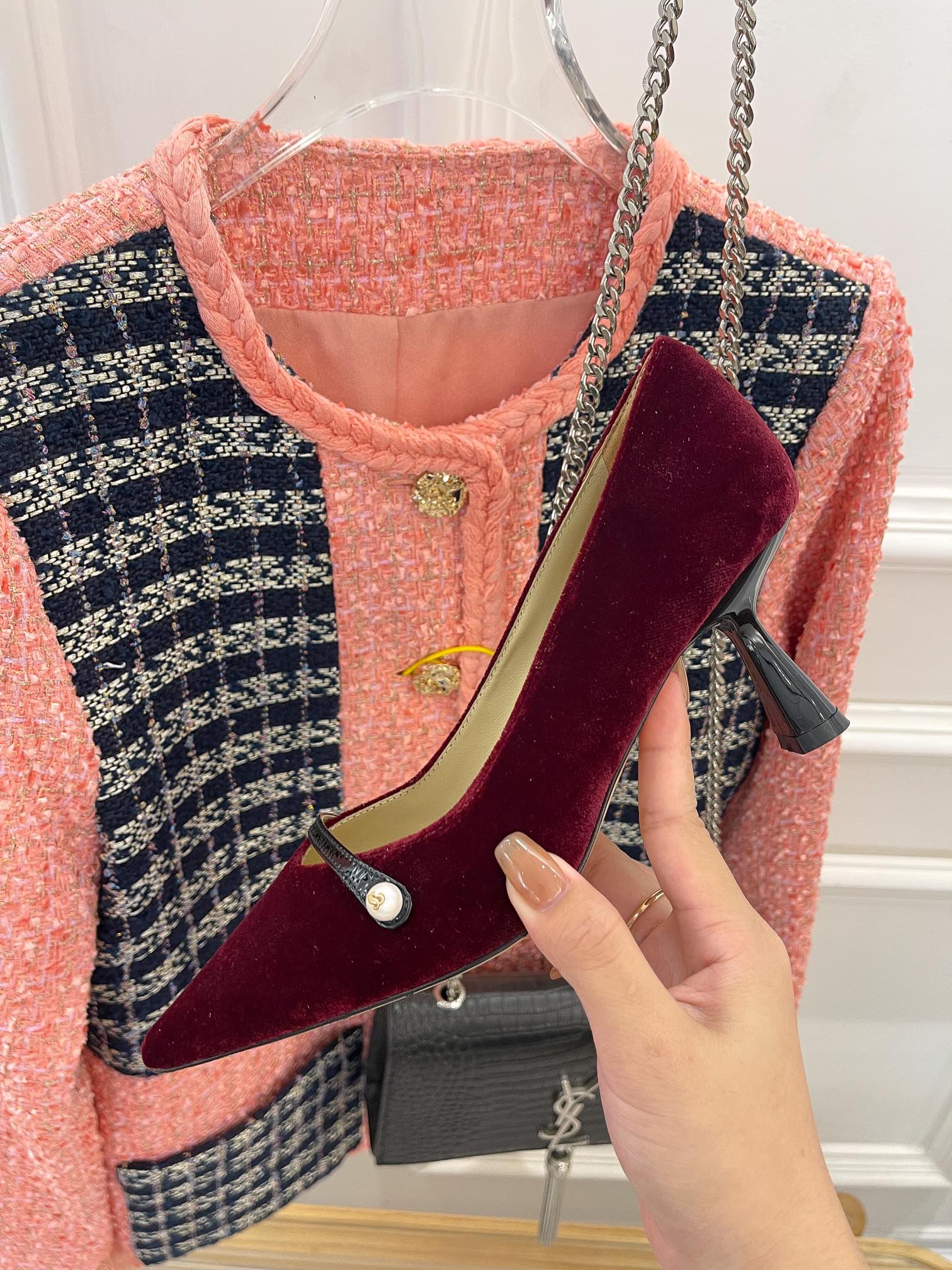 Классические туфли на высоком каблуке Jimmy с жемчужным верхом - красные