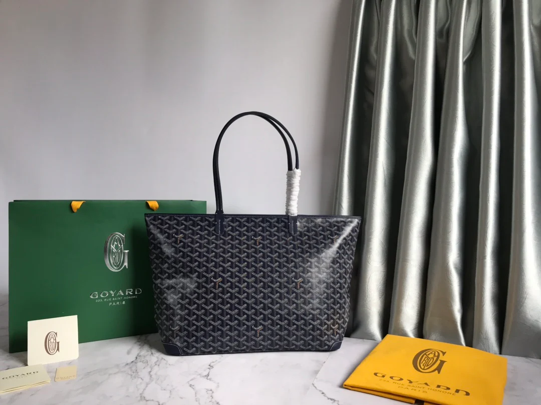 Большая сумка-тоут Goyard на молнии - темно-синяя