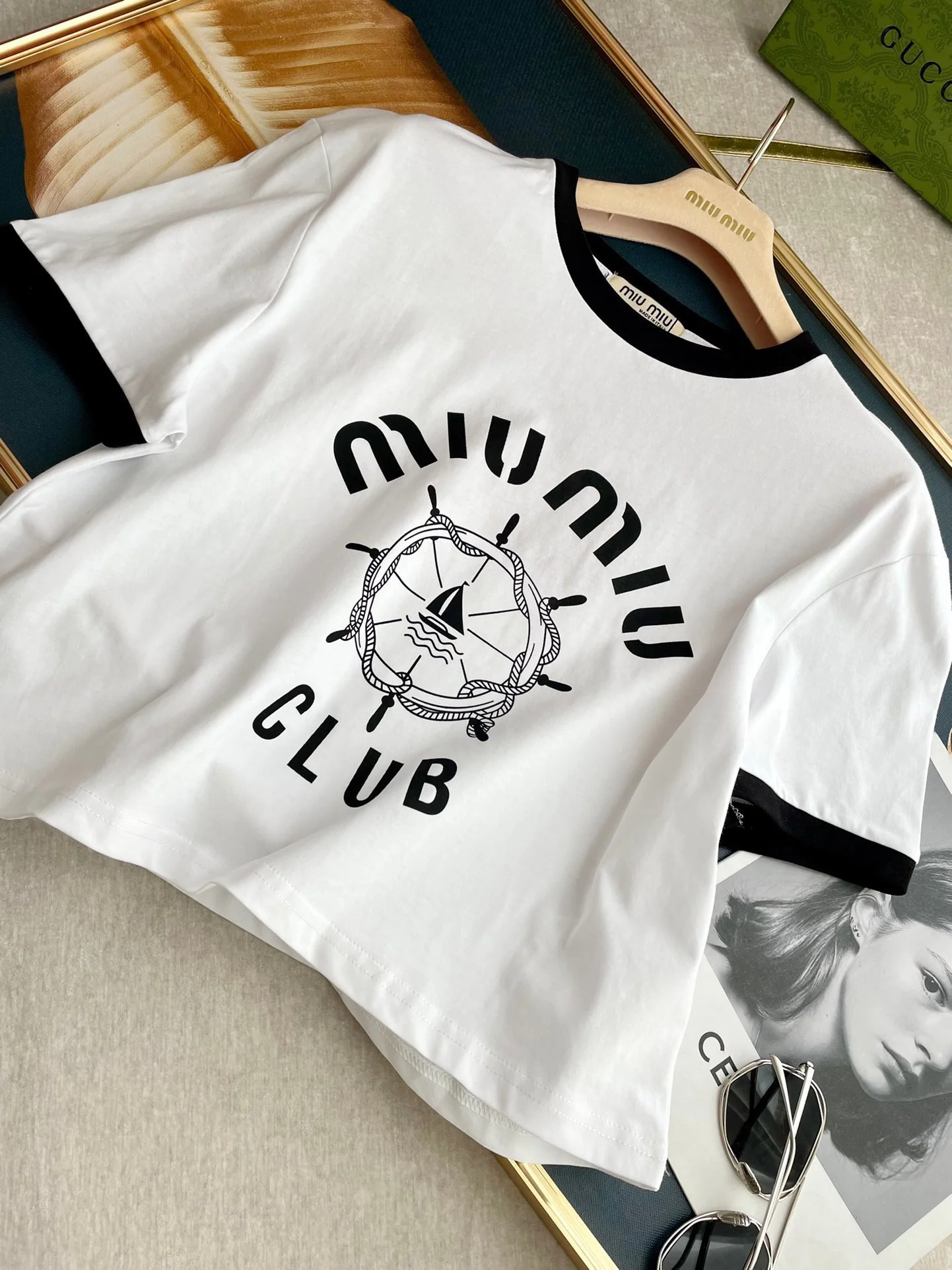 Футболка с коротким рукавом Miu Miu-2404 с рисунком руля