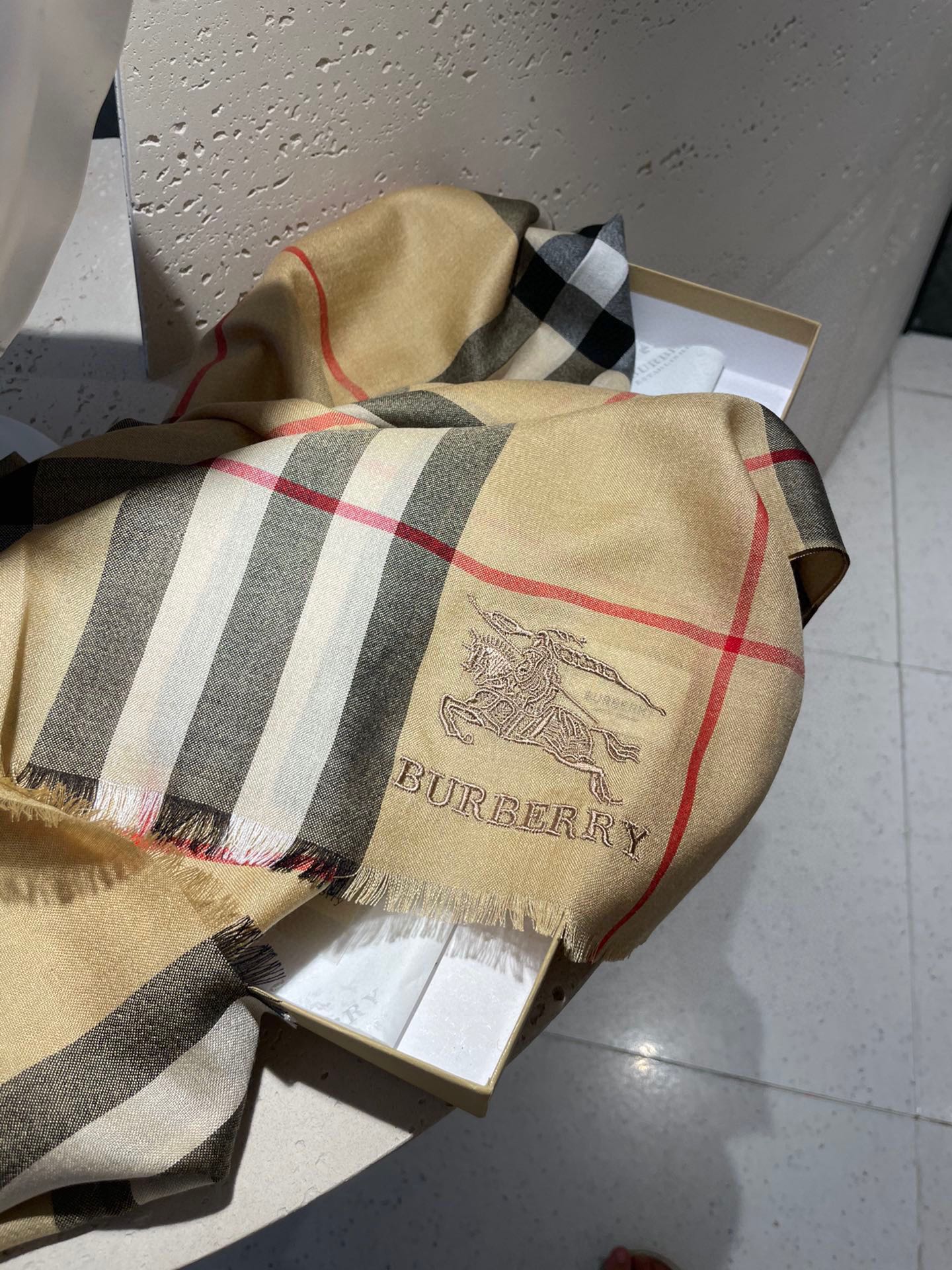 Классический клетчатый шарф для верховой езды Burberry - 80-190 см, 100% кашемир