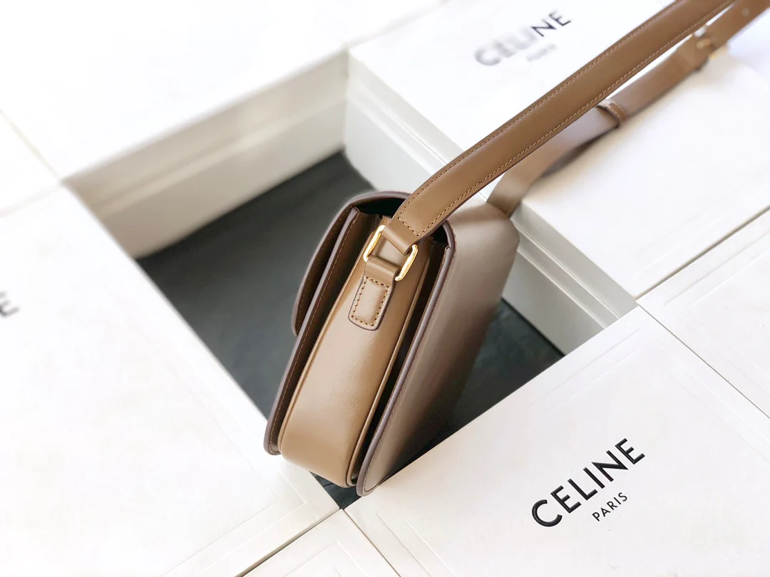 Celine Triomphe Medium Calfkin Brown