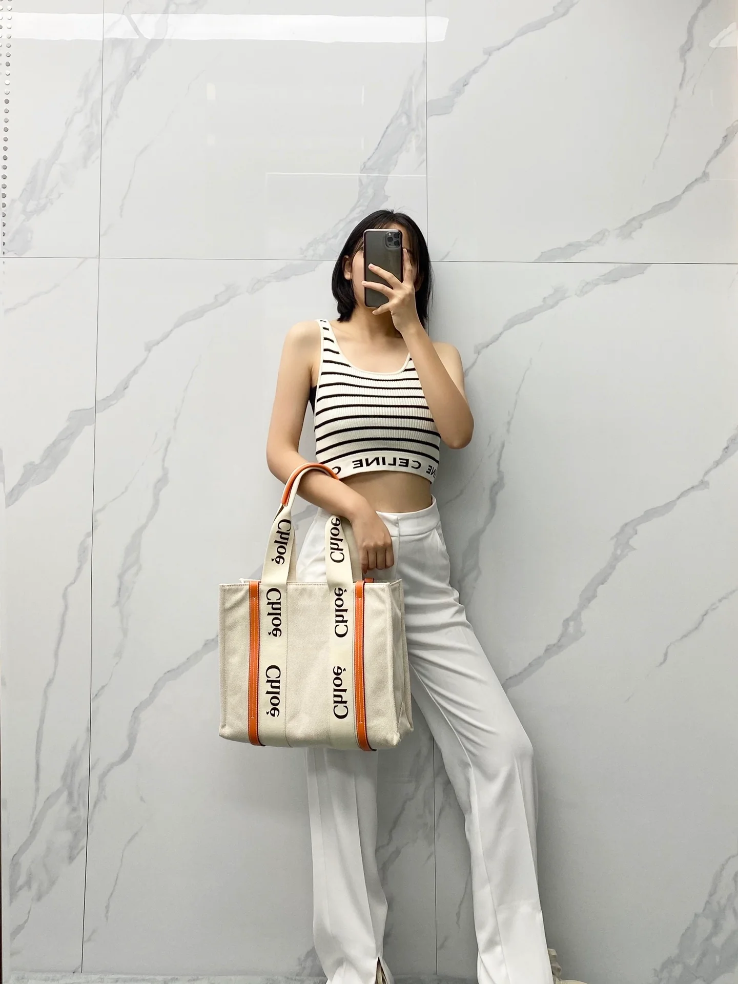 Сумка-тоут Chloe Woody - Средний размер - Оранжевая