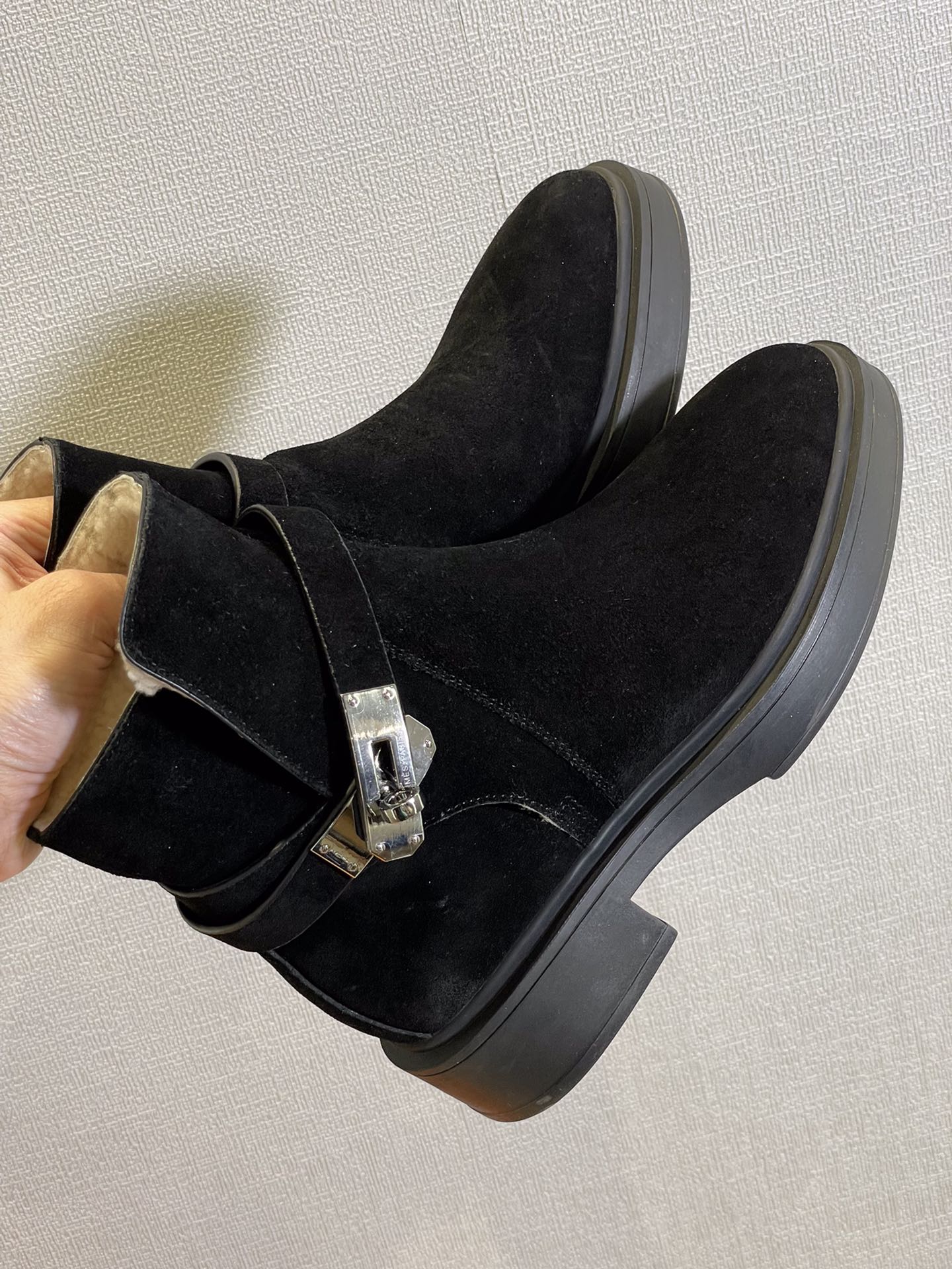 Замшевые ботильоны Hermes Kelly