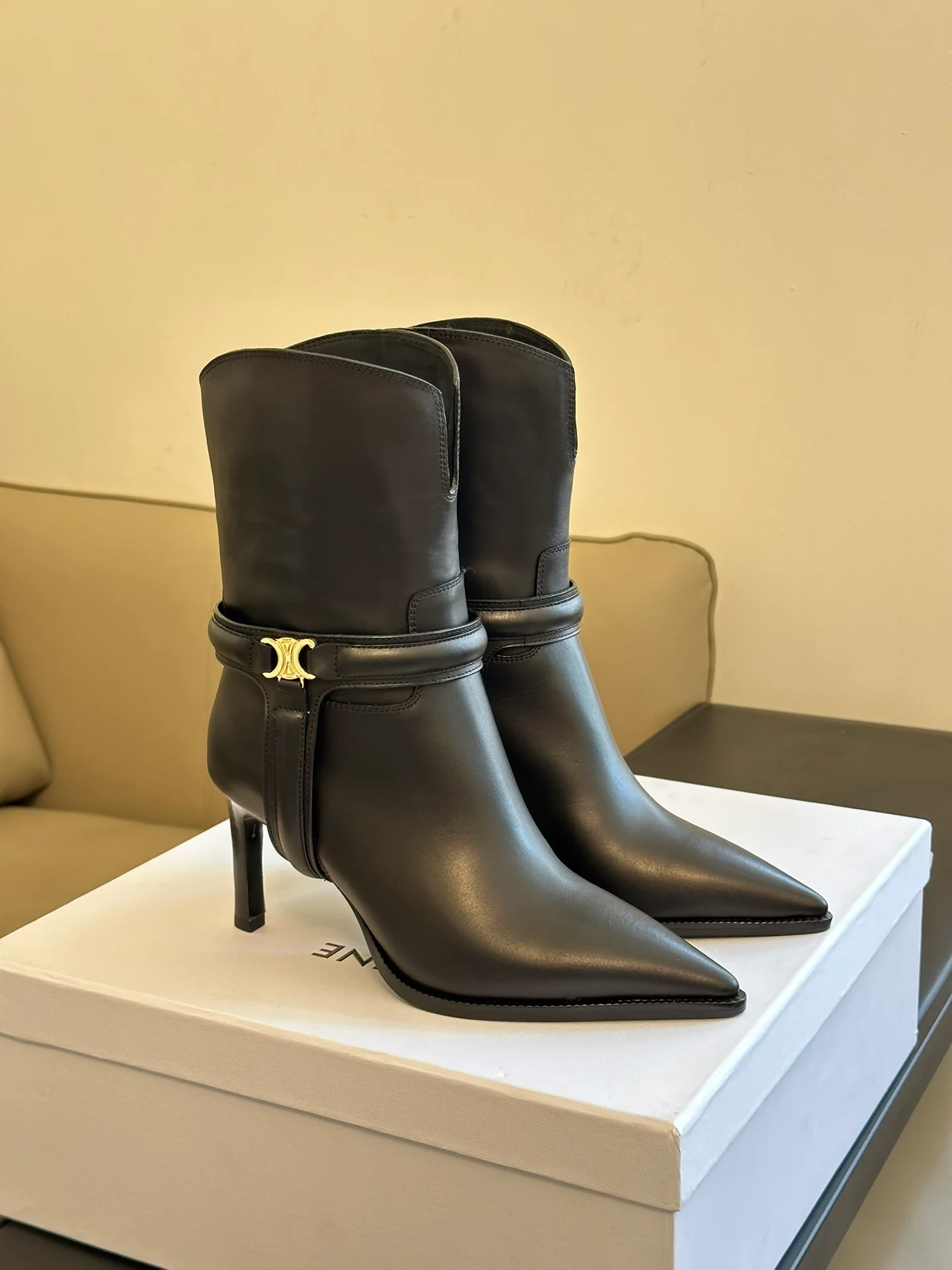 Новинка сезона осень/зима 2023 от Celine - Ботильоны на шпильке - Черные