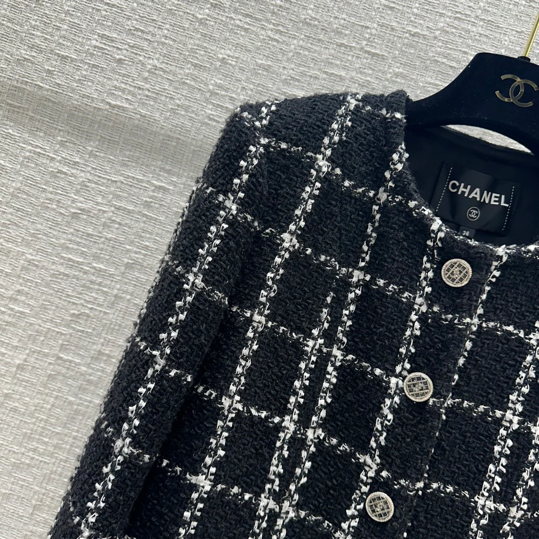Chanel - 2403-24 Новинка ранней весны: Элитный твидовый жакет в черно-белую клетку