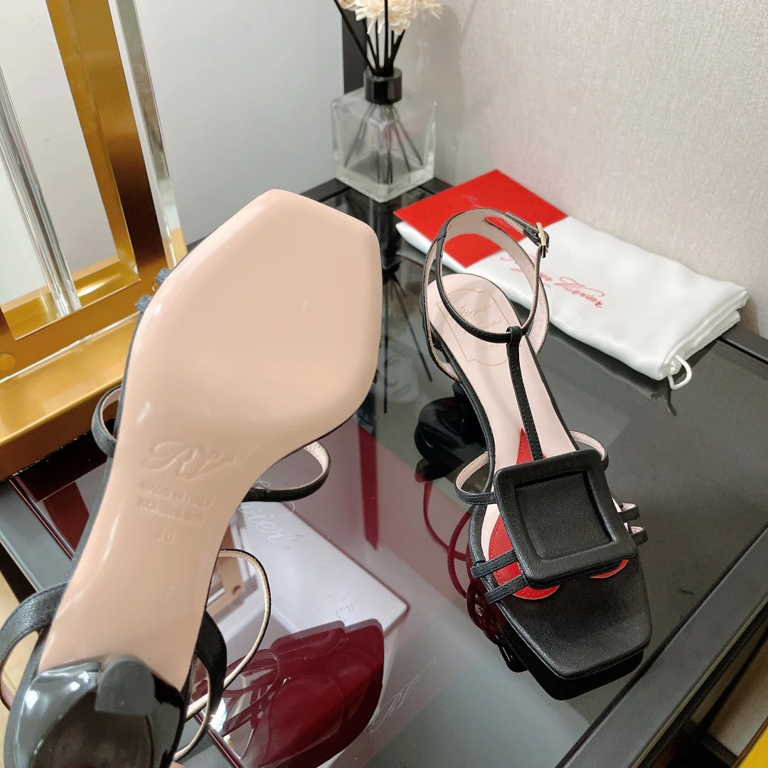 Туфли r-Fang с пряжками - черные на невысоком каблуке