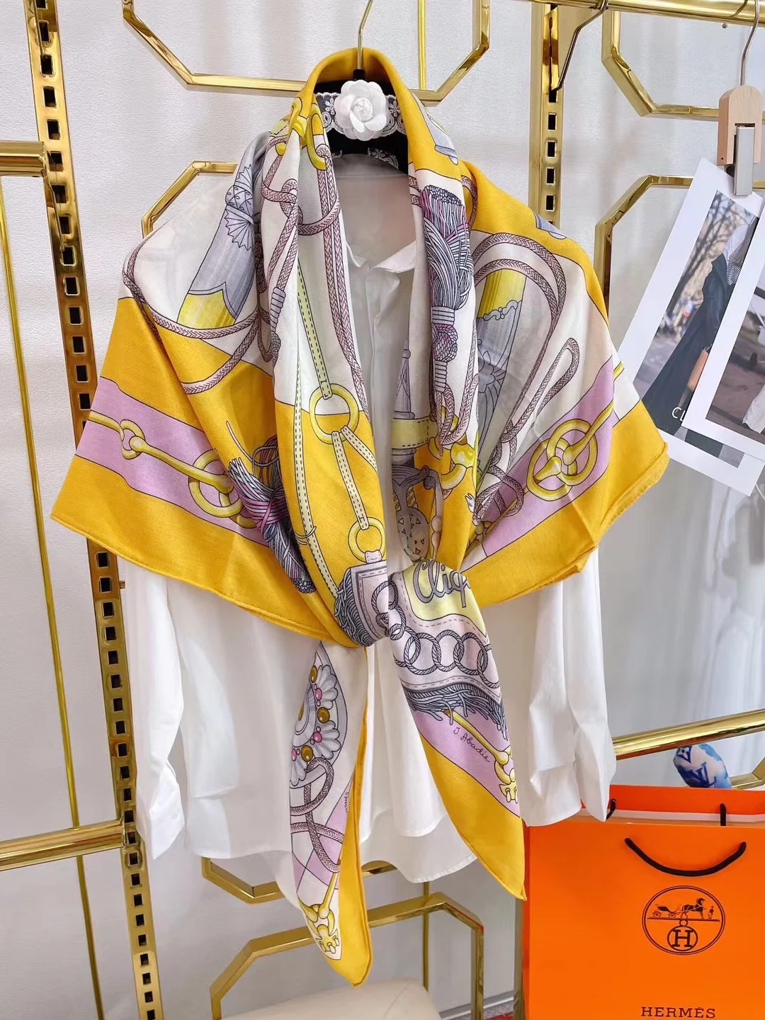 Hermes - Sabre March - Кашемировый шарф ручной работы, 140 квадратных дюймов.