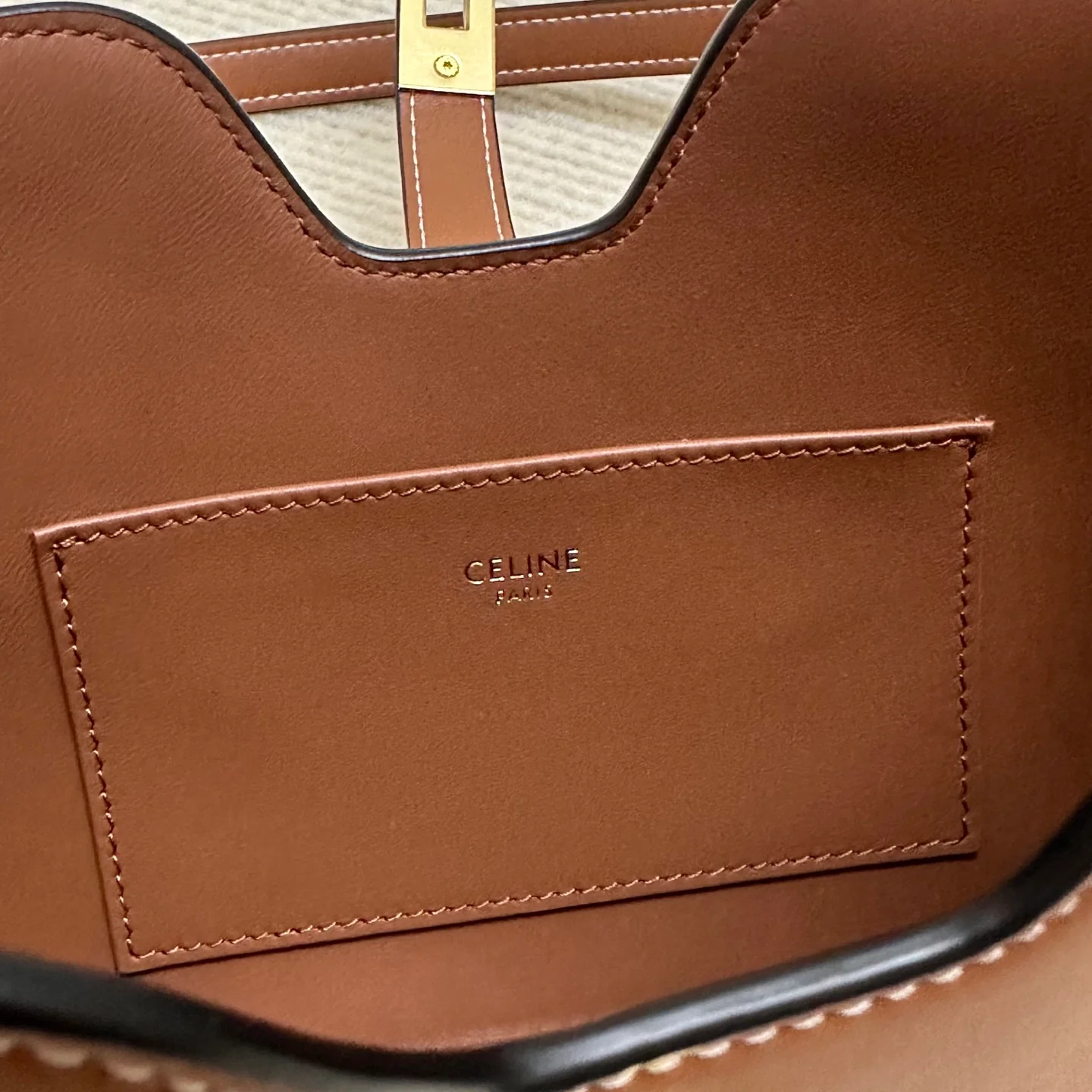 Кожаная сумка через плечо Celine Camille - коричневая