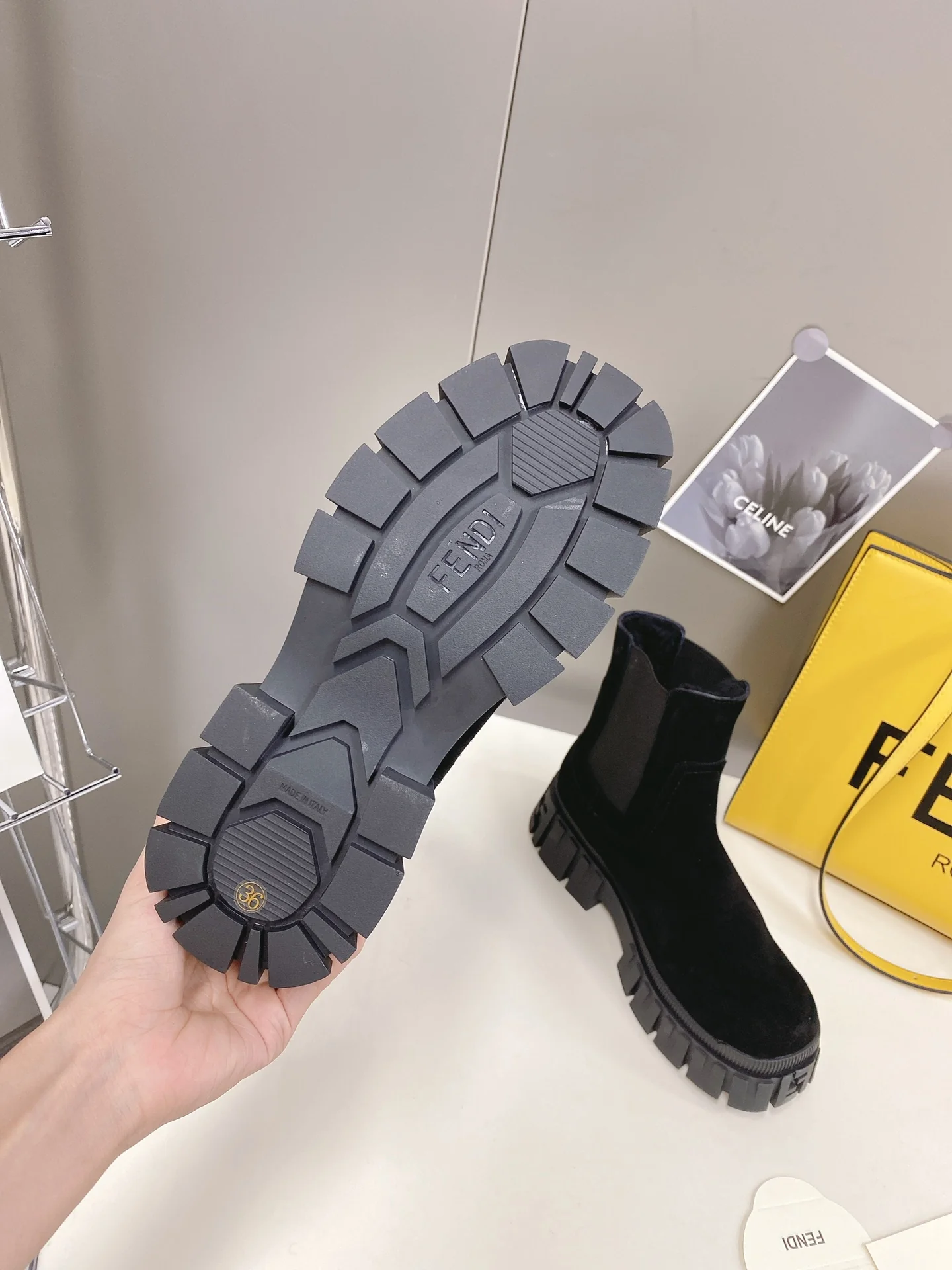 Fendi - Ботинки челси на платформе - Замшевые