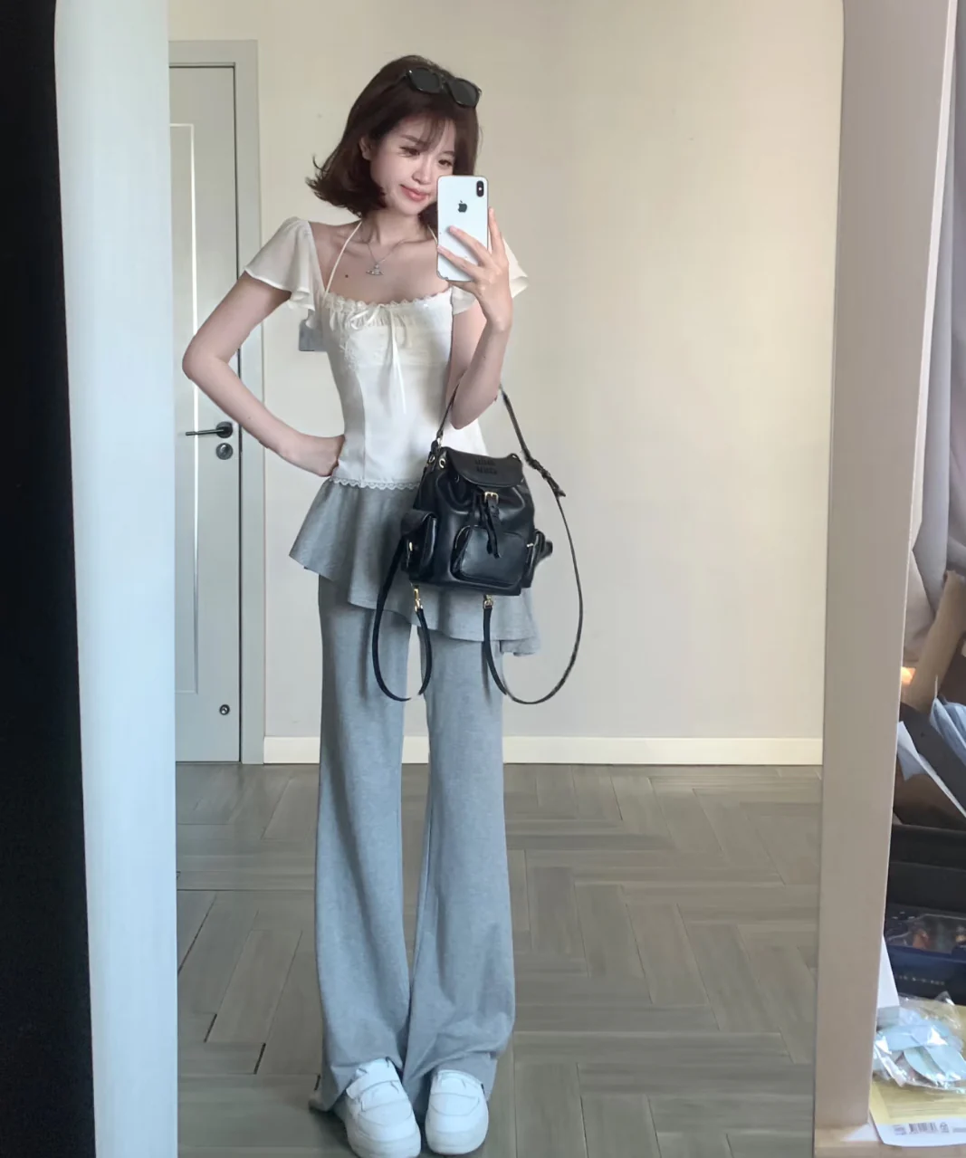 Рюкзак Miu Miu из канваса и кожи — маленький, черный — Outfit Sharing