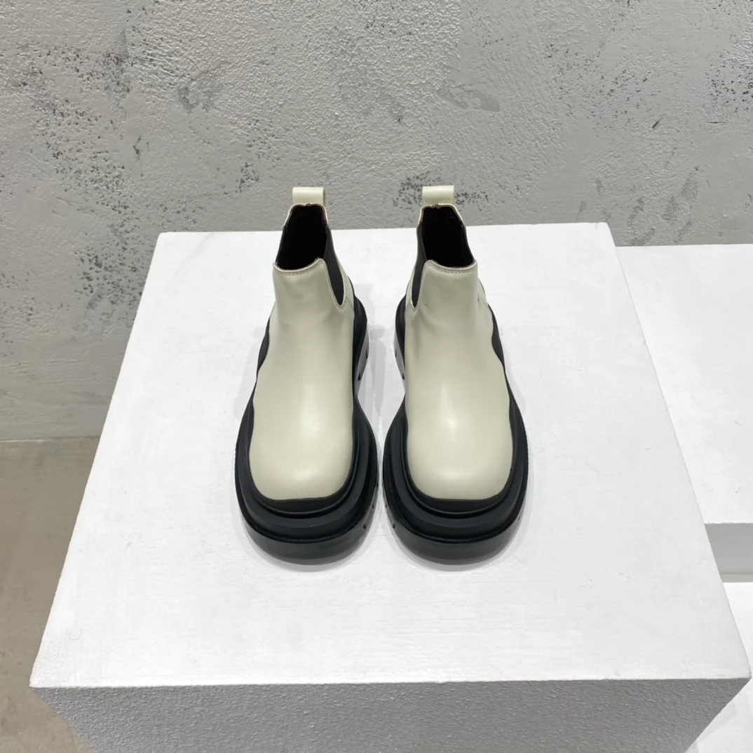 BV-22ss - Британские ретро-ботинки до щиколотки - Унисекс - Бежевые с черной подошвой