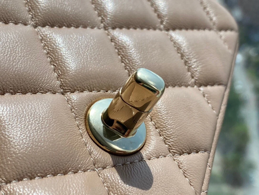 Chanel CF Mini 20cm - Milk Tea Apricot Lambskin with Light Gold Buckle - CF20