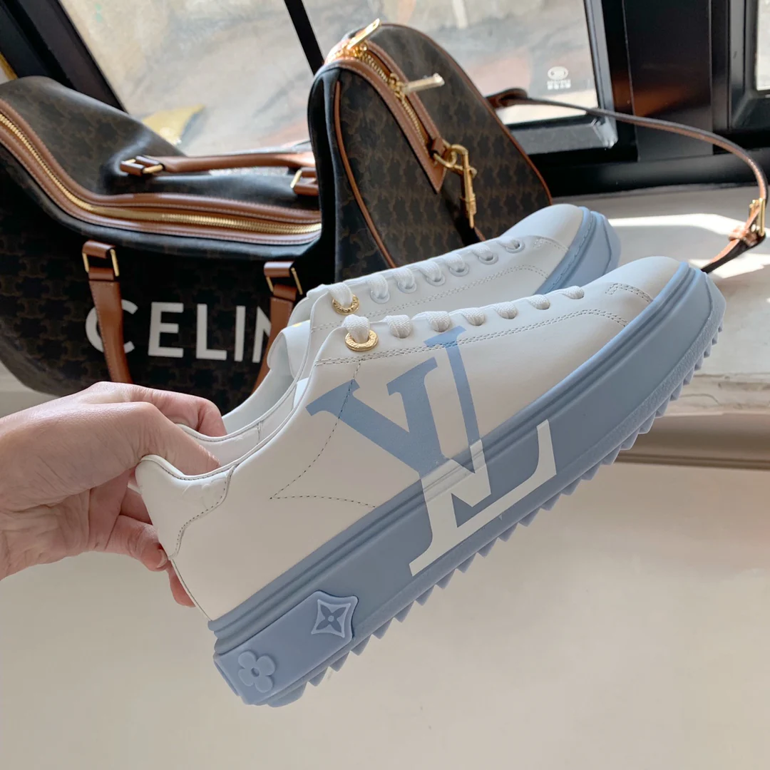 Обувь LV - LV Time Out - кроссовки - нежно-голубой цветовой блок - белые кроссовки на платформе