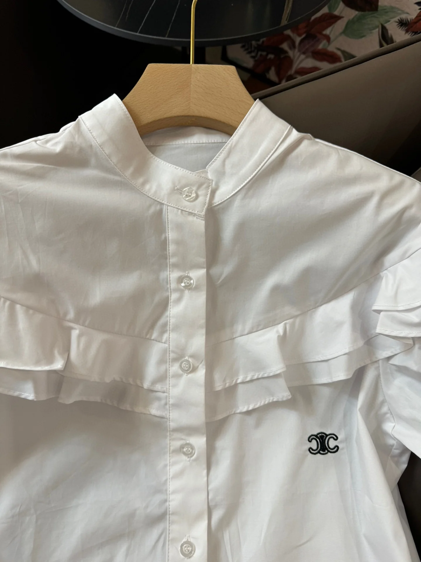 Рубашка с длинными рукавами из хлопка Celine-2403 с оборками