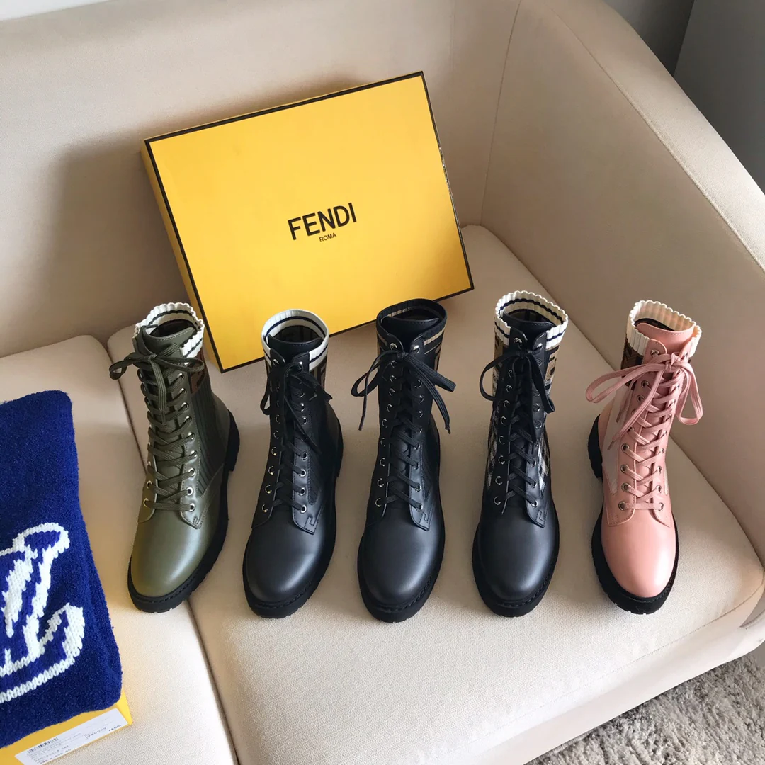 Fendi - Ботинки-носки до середины икры - Черные