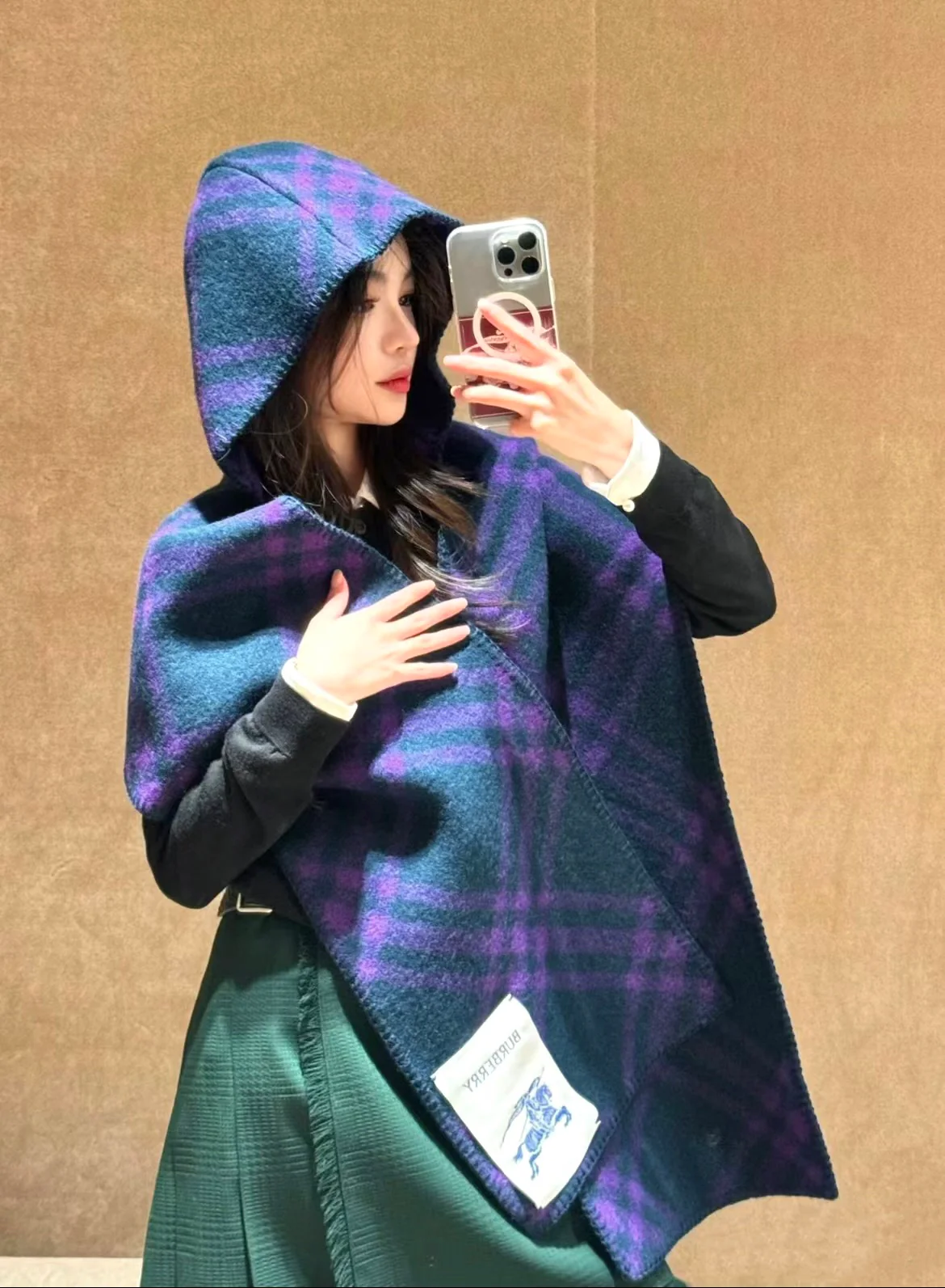 Шарф с капюшоном Burberry Horseman - 195-30 - Фиолетовый