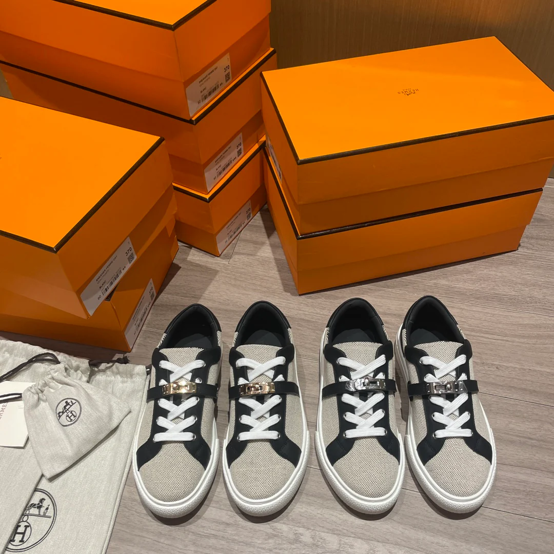 Hermes - Новейшие белые кроссовки Kelly Buckle - Мужские - 4