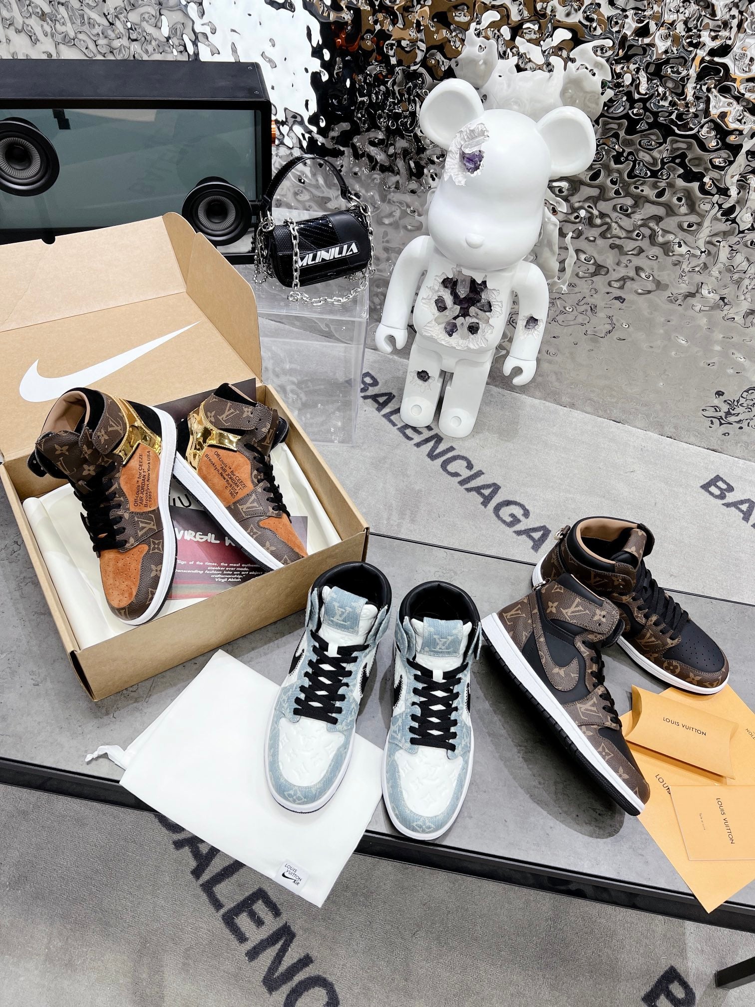 Кроссовки LV Nike Air Jordan 1 Low AJ1 для баскетбола - унисекс - джинсово-синие