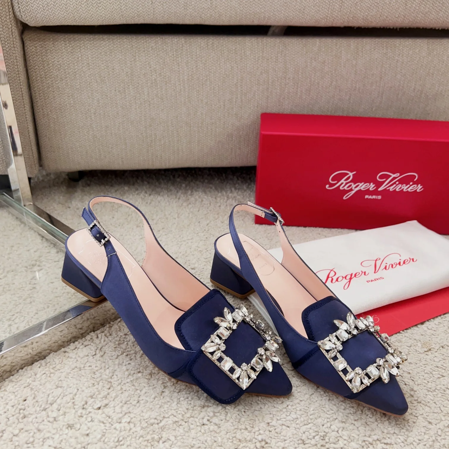 Обувь RV Shoes - Серия Versailles Garden - Сандалии с бриллиантовой пряжкой - Синие