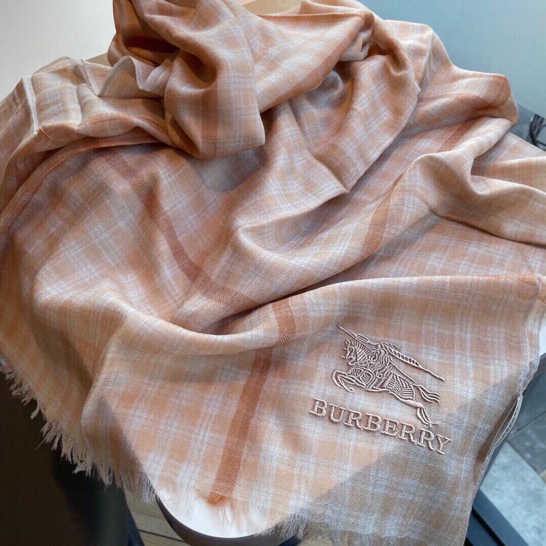 Классический клетчатый шарф Burberry - 100 см - 200 см - 100 см - Кашемир - Розовый