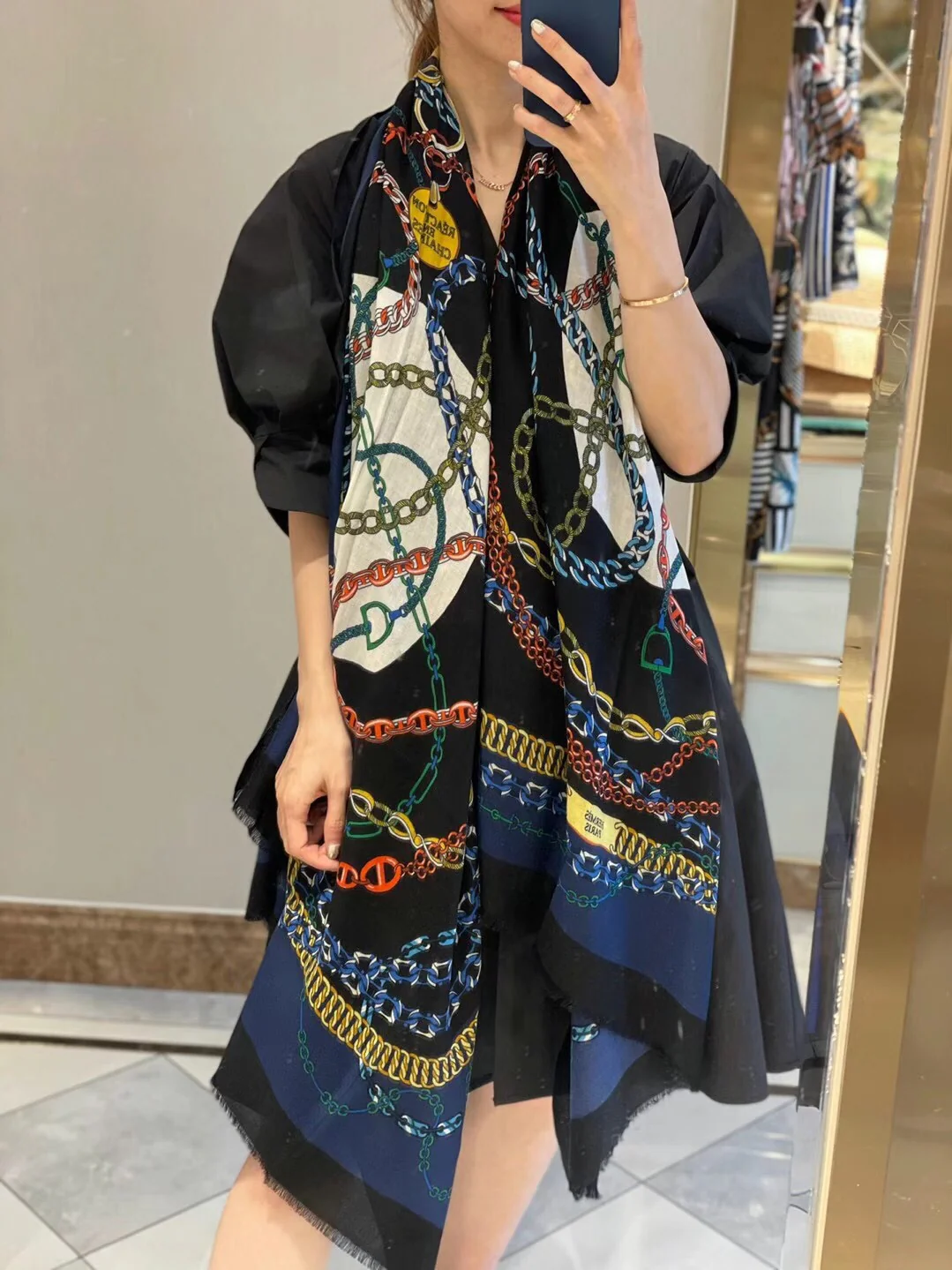 Шарф-цепочка Hermes - 100 см - 200 см - 100 см - высококачественный кашемир - 2 см