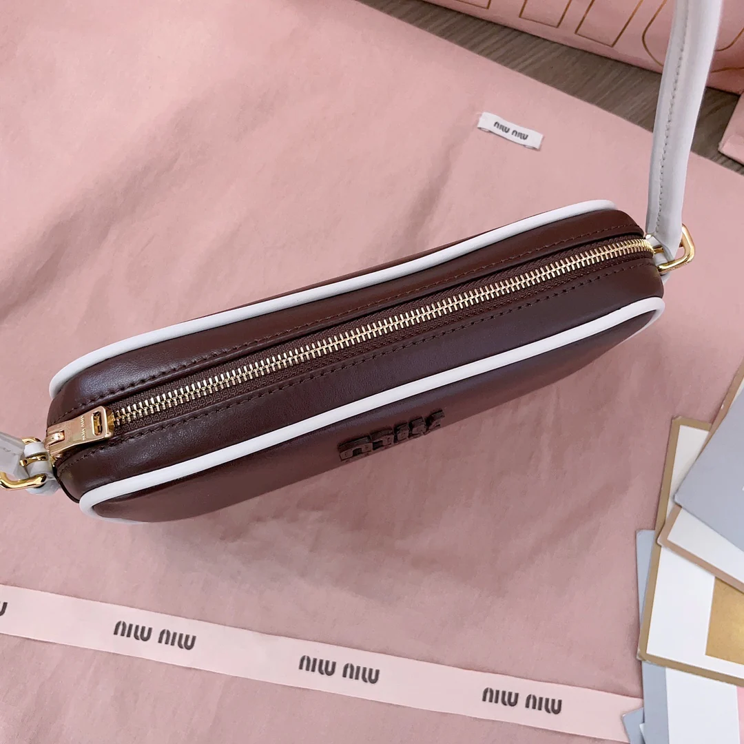 Сумка для маджонга Miu Miu-5ne024 из телячьей кожи, коричневая.