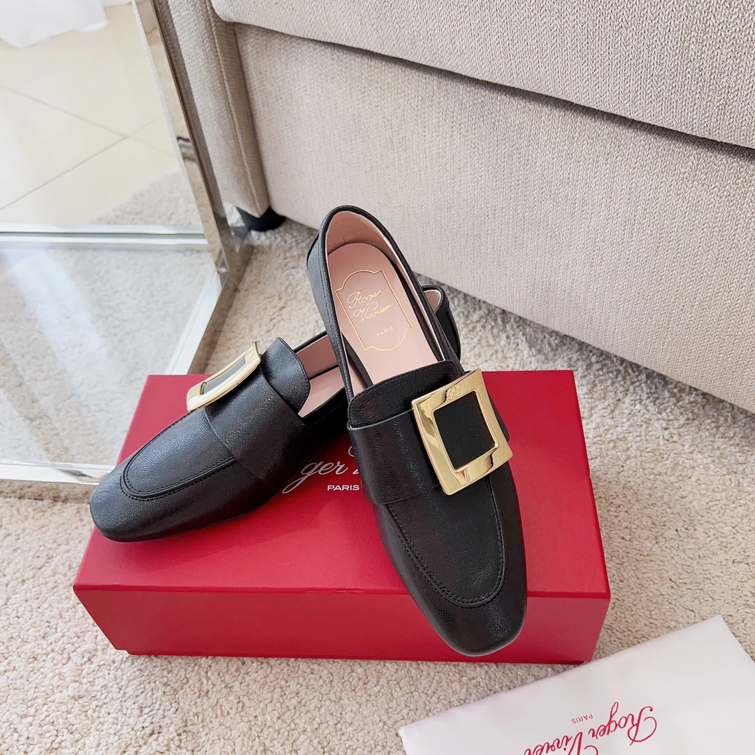 Туфли RV - лоферы с металлической пряжкой - черные