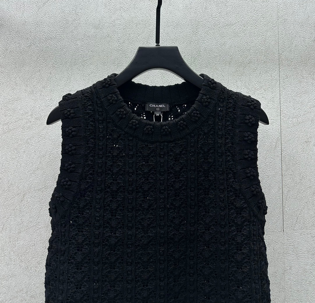 Chanel - 2404-24 Новый ажурный вязаный жилет для ранней весны - Черный