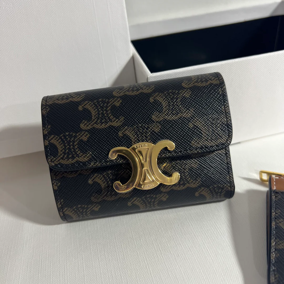 Celine-TRIOMPHE 二合一款 标志印花短款钱包