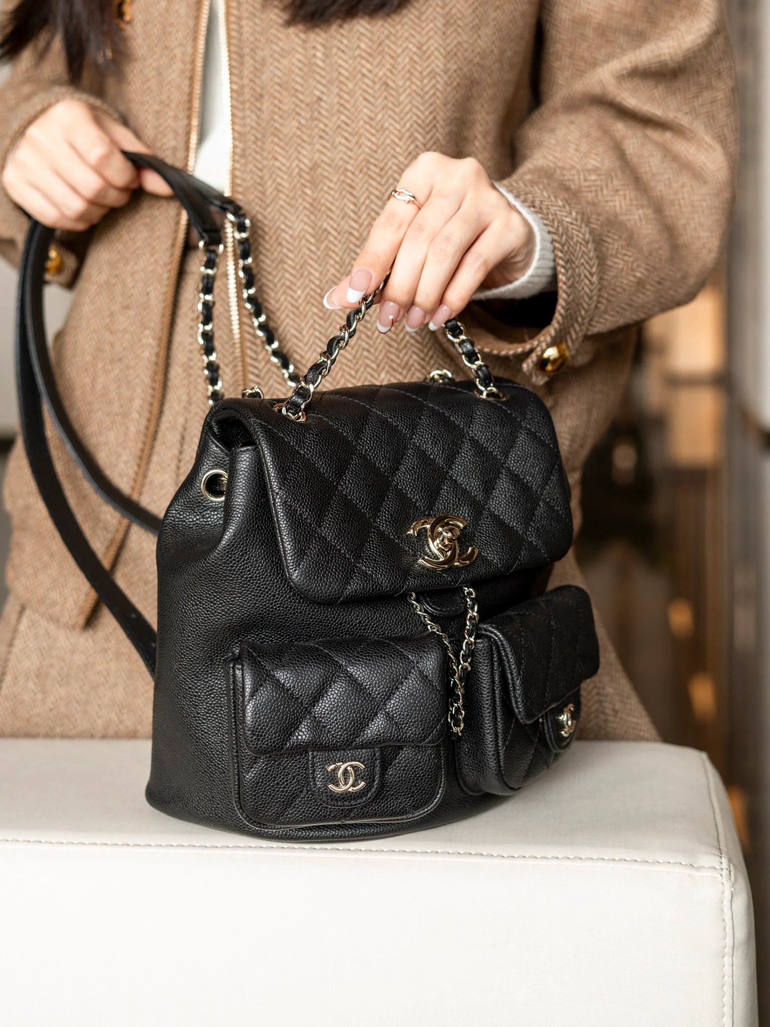 Кожаный рюкзак Chanel Duma - черный