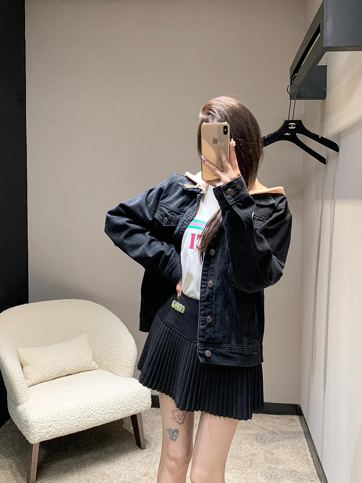 Джинсовая куртка Celine 2403 с капюшоном и надписью 