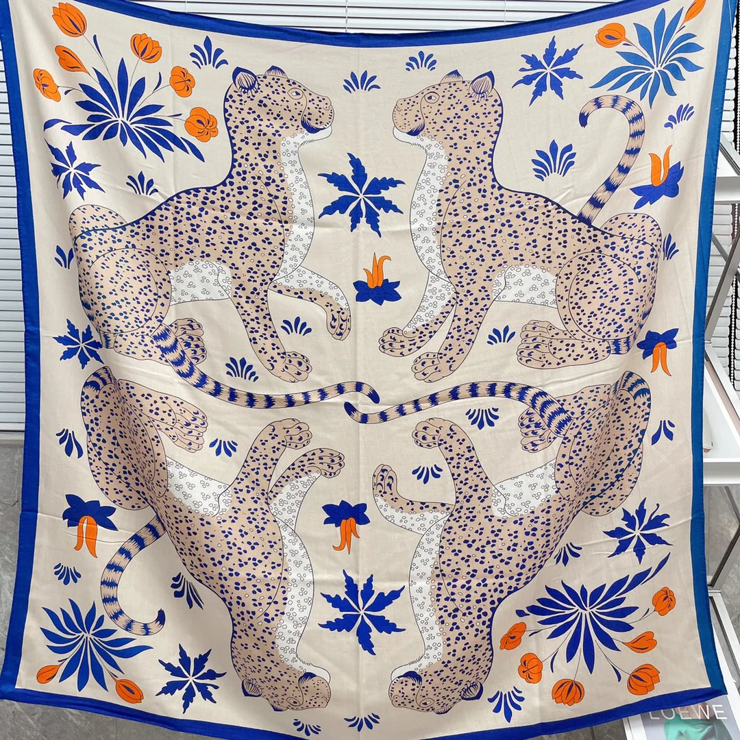 Большой двусторонний шарф Hermes - 136 см - 30 - Шелк 70 - Шерсть - 3