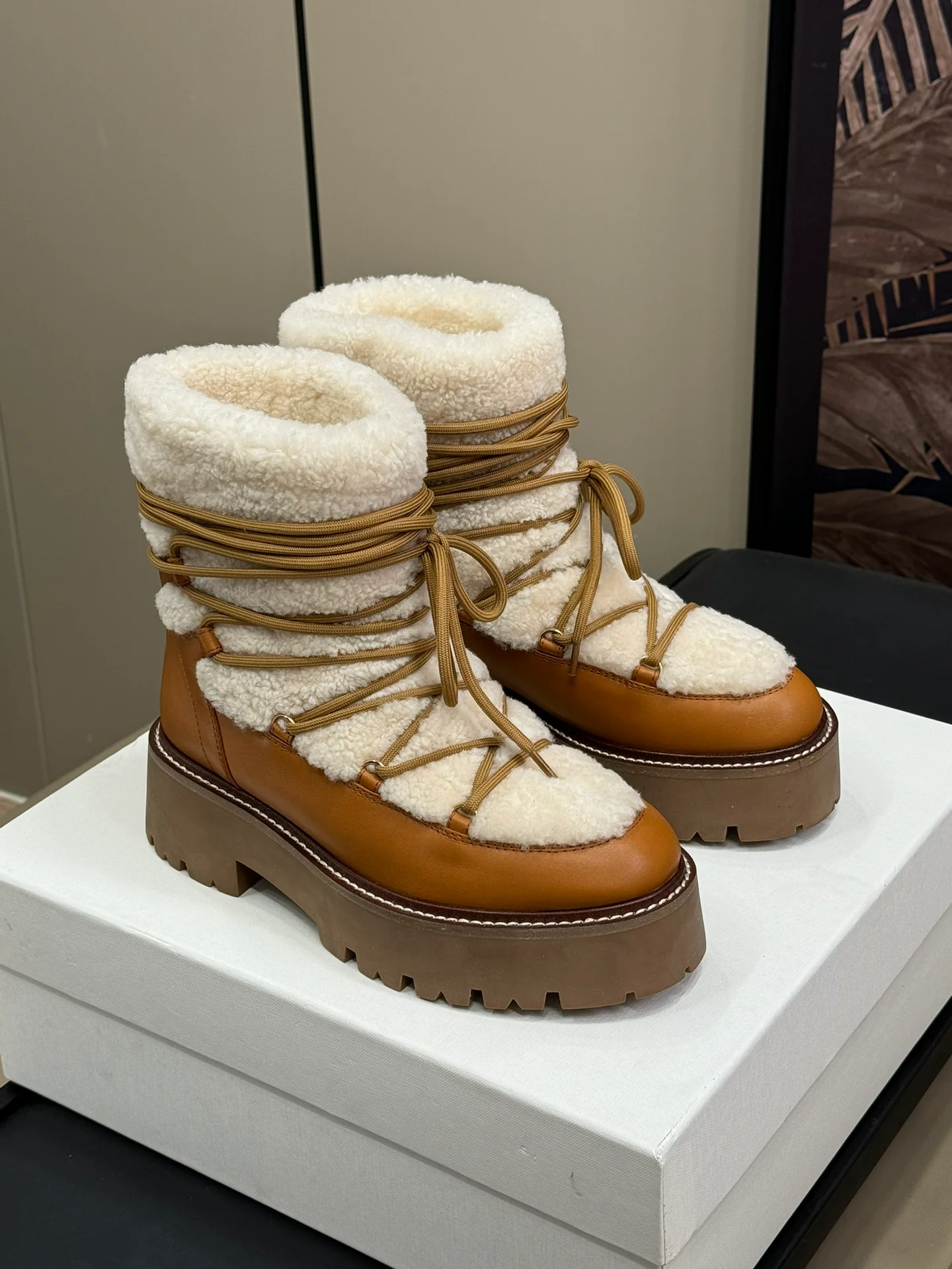 Снежные ботинки Celine 2024 - Кофейно-коричневый