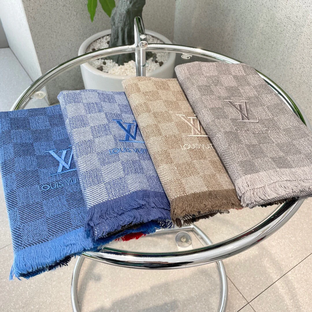 LV - Кашемировый шарф премиум-класса - 180 см - 32 см - 100% кашемир - серый