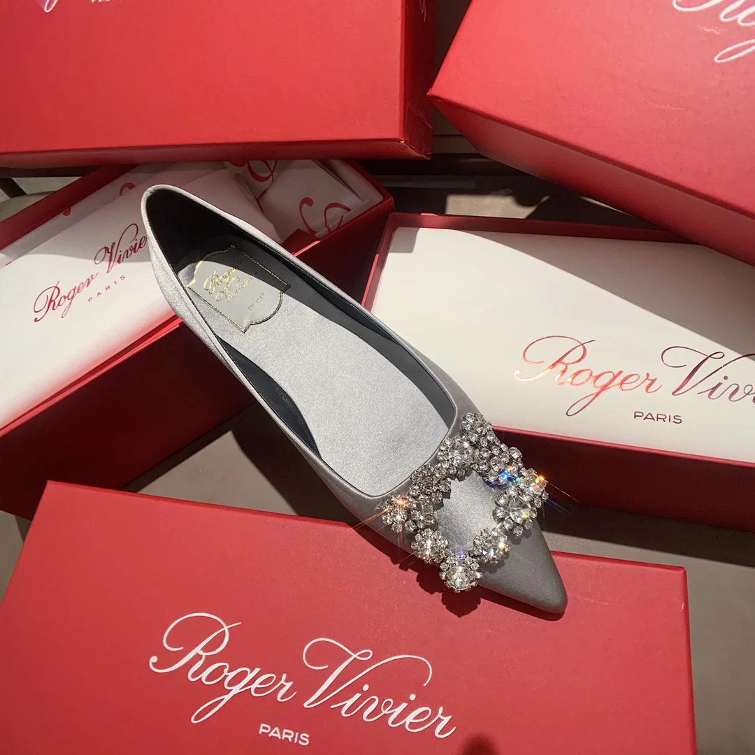 RV-Плоское дно-Шелковая пряжка со стразами-Серебристый-1